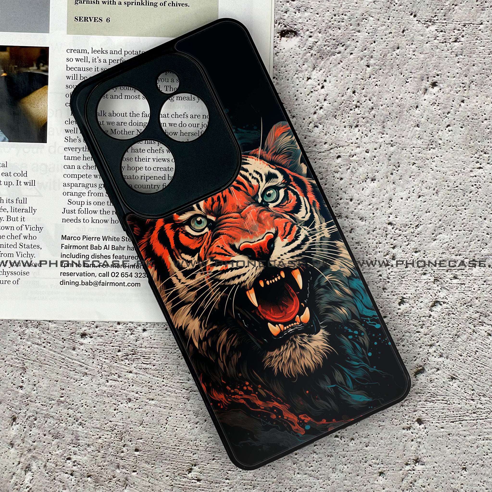 Infinix Hot 40 - Tiger 2.0 Series - Premium Printed Glass soft Bumper shock Proof Case