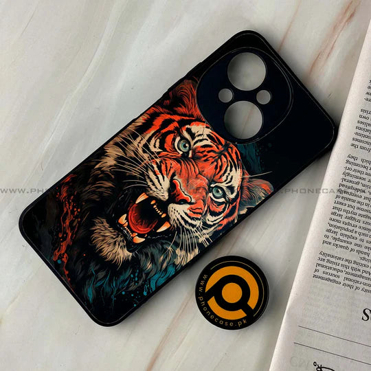 Tecno Spark Go 1 - Tiger 2.0 Design 3 - Premium Printed Glass soft Bumper shock Proof Case CS-32432