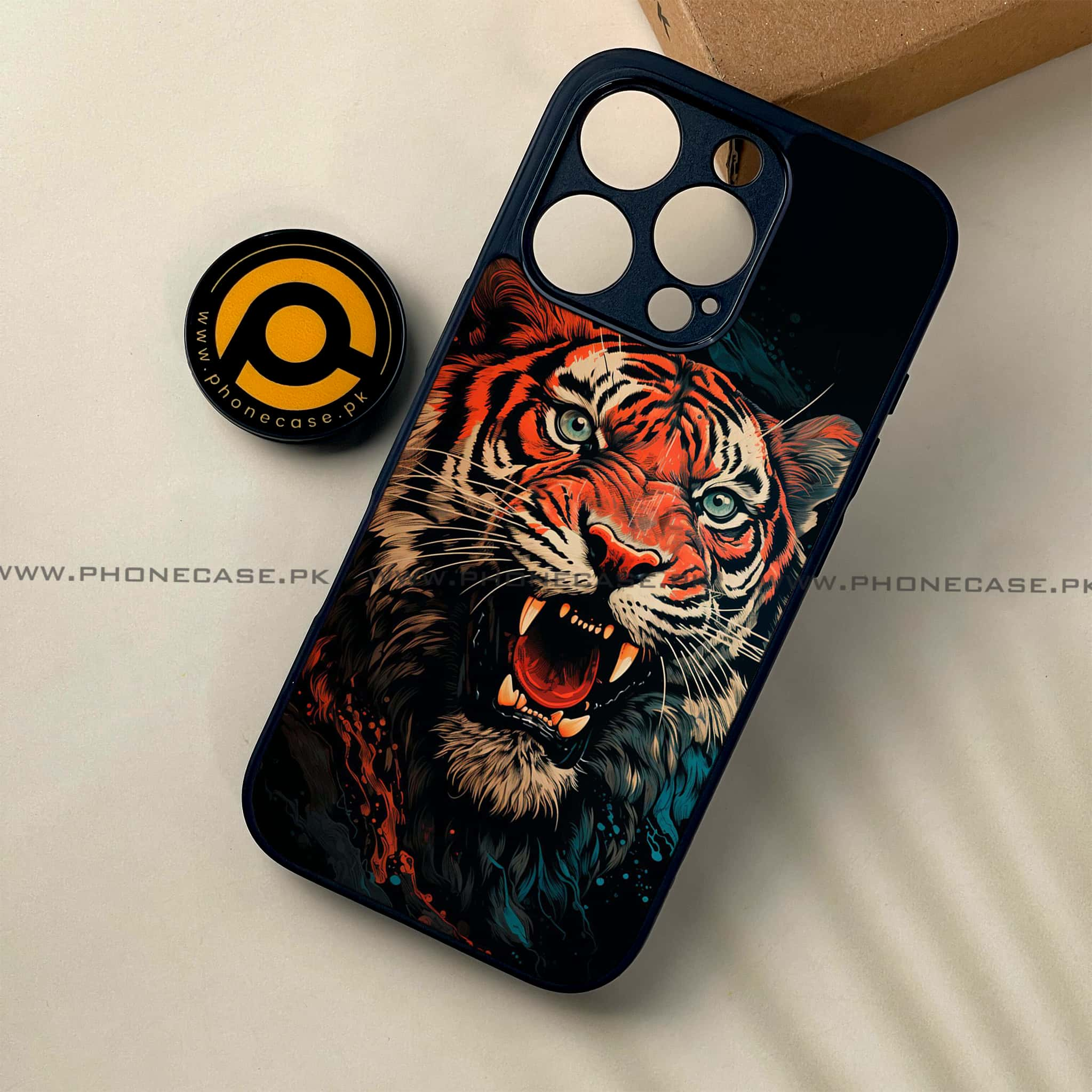 iPhone 16 Pro - Tiger 2.0 Series - Premium Printed Glass soft Bumper shock Proof Case