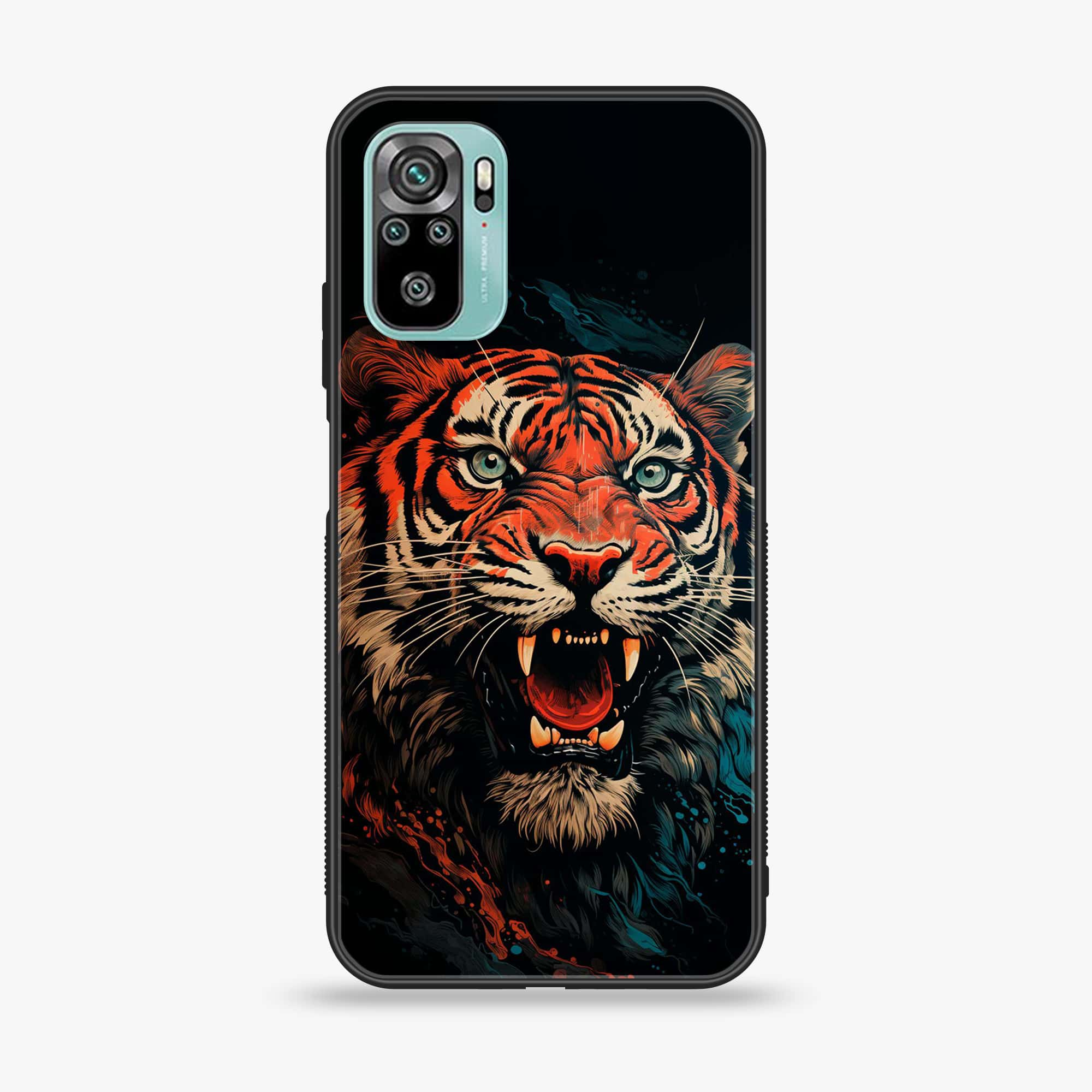 Xiaomi Redmi Note 10 - Tiger 2.0 Series - Premium Printed Glass soft Bumper shock Proof Case