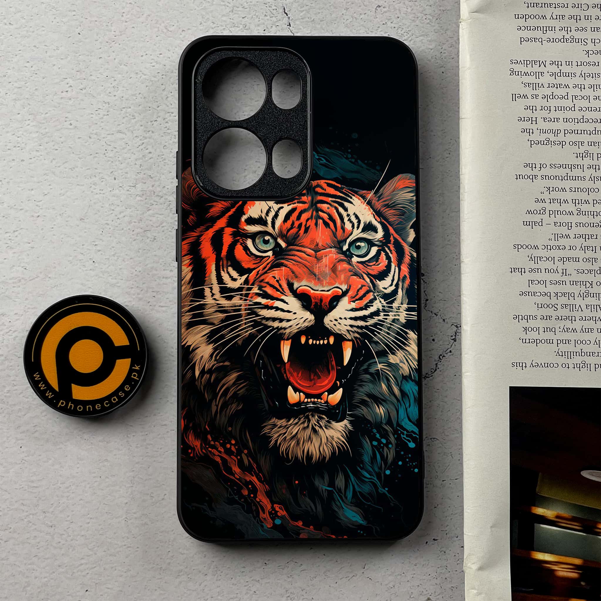 Oppo Reno 13 Pro - Tiger 2.0 Series - Premium Metal Printed Soft Bumper Shockproof Case