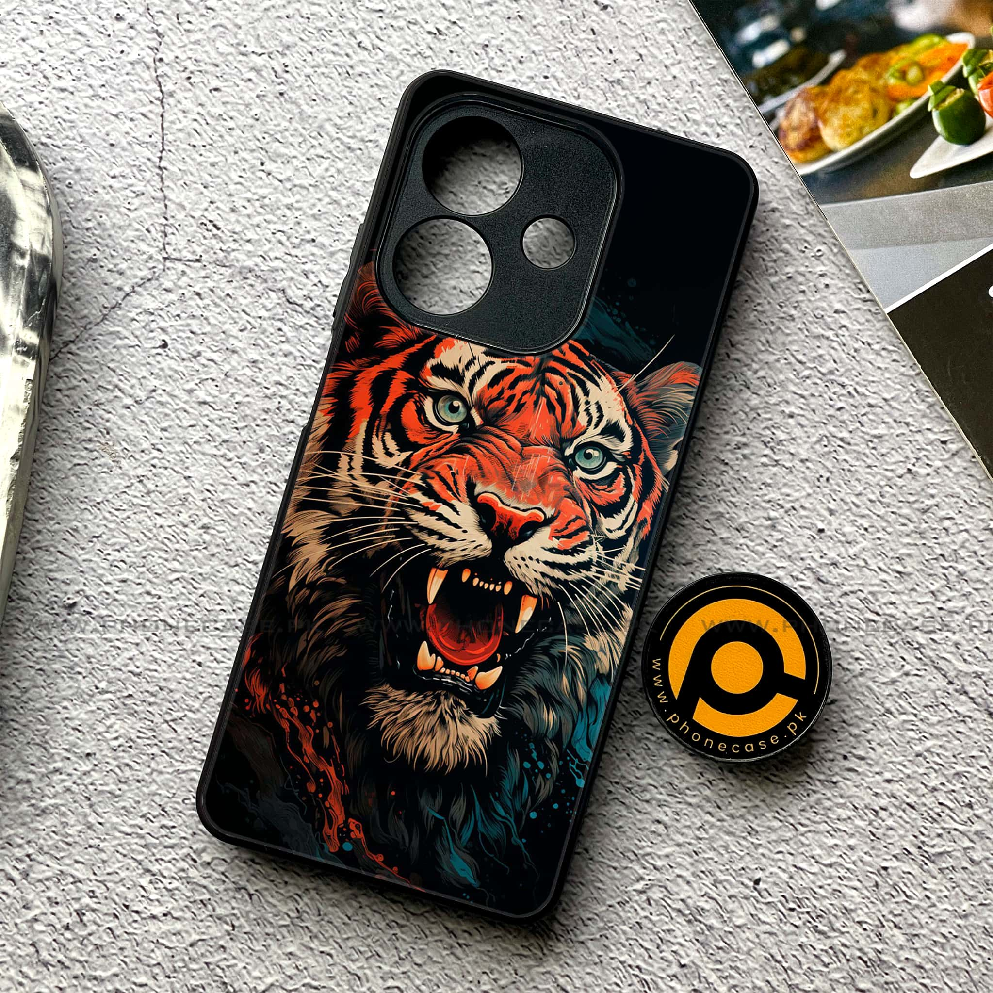 Oppo A3 2024 - Tiger 2.0 Series - Premium Printed Glass soft Bumper shock Proof Case