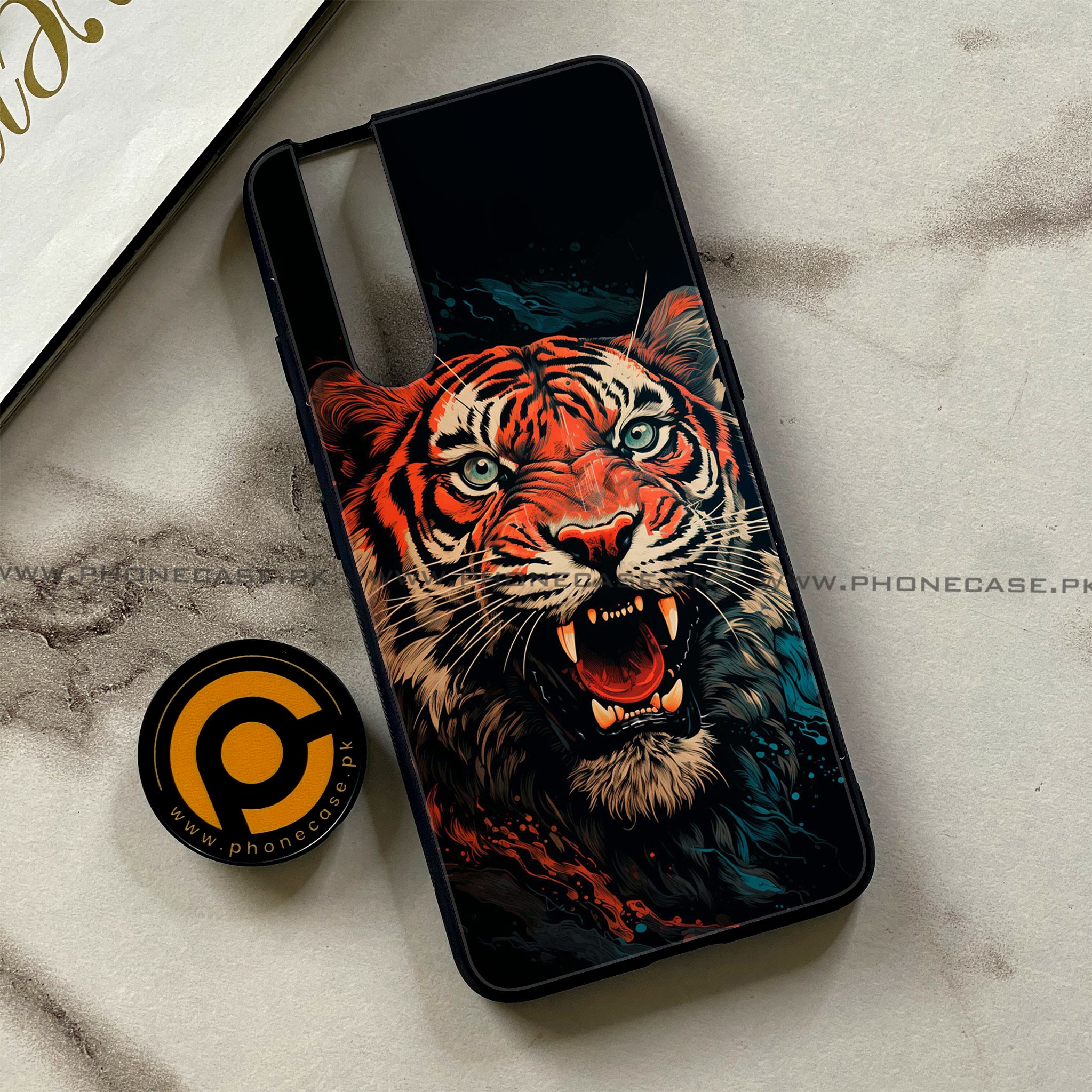 Vivo V15 Pro - Tiger 2.0 Series - Premium Printed Glass soft Bumper shock Proof Case