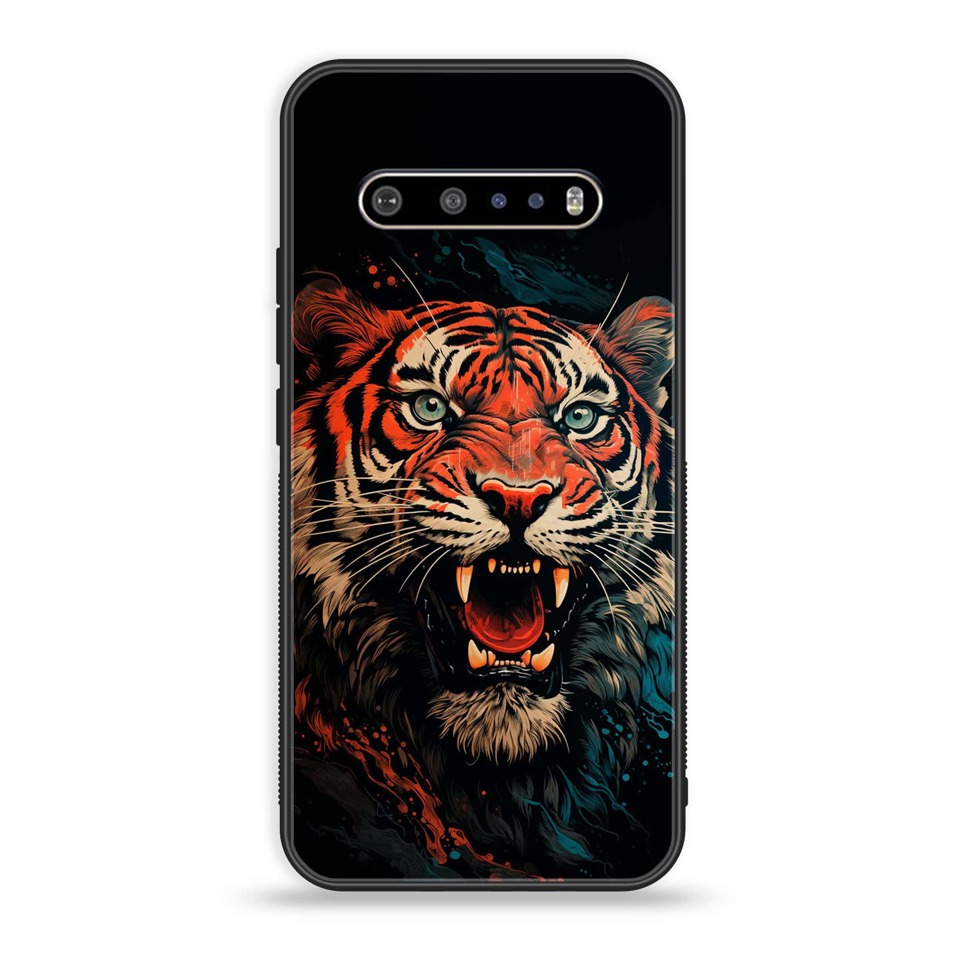 LG V60 Tiger 2.0 Series Premium Printed Glass soft Bumper shock Proof Case