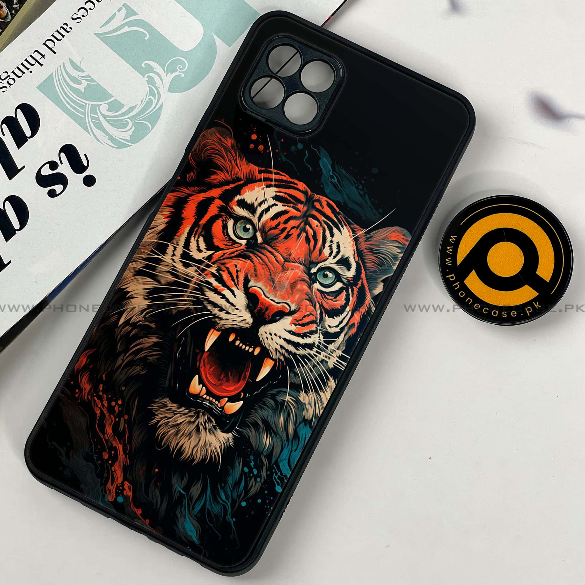 Samsung Galaxy A22 - Tiger 2.0 Series - Premium Printed Metal soft Bumper shock Proof Case