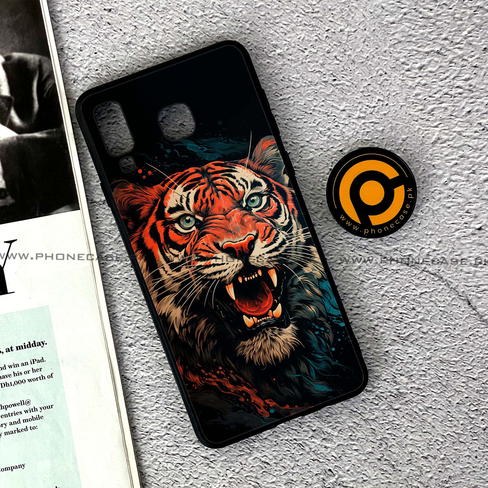 Samsung Galaxy A8 Star(A9 Star) - Tiger 2.0 Series - Premium Printed Glass soft Bumper shock Proof Case