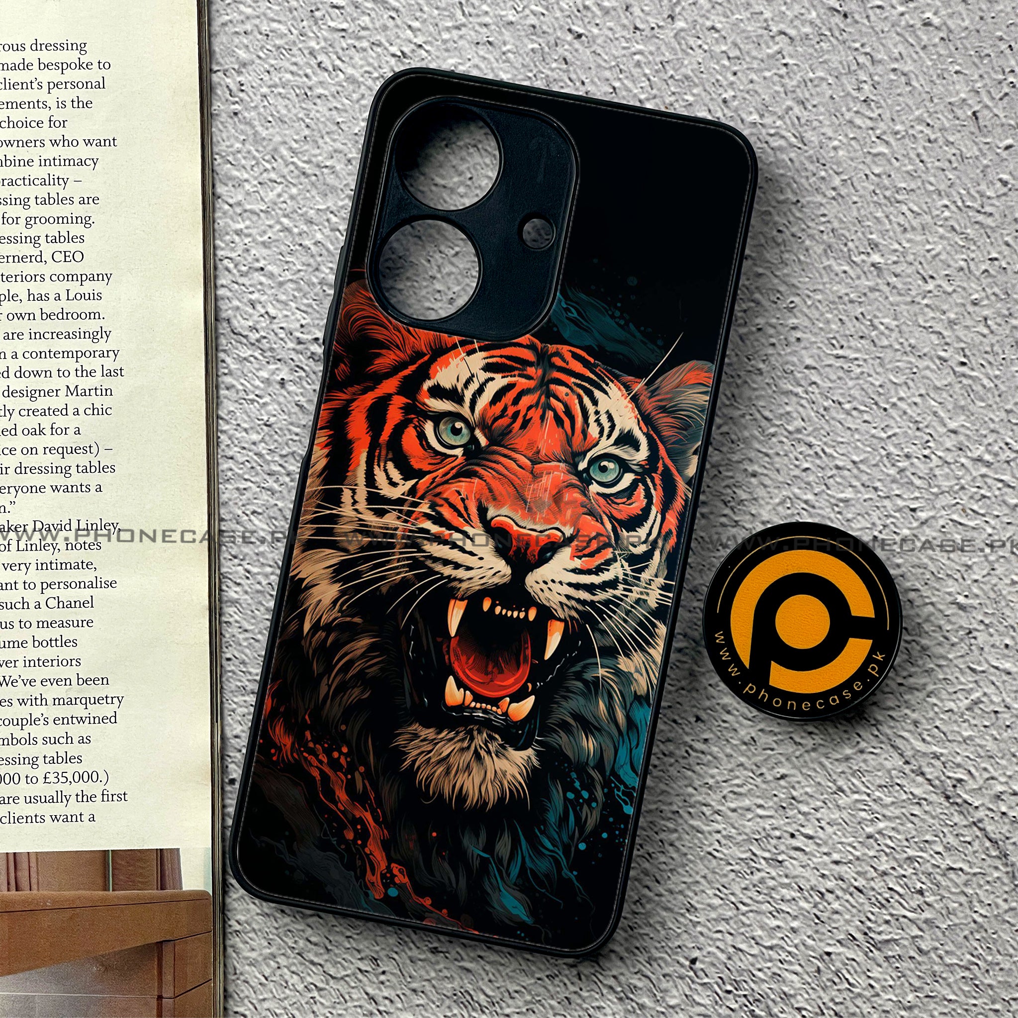 Realme Note 60 - Tiger 2.0 Series - Premium Printed Glass soft Bumper shock Proof Case