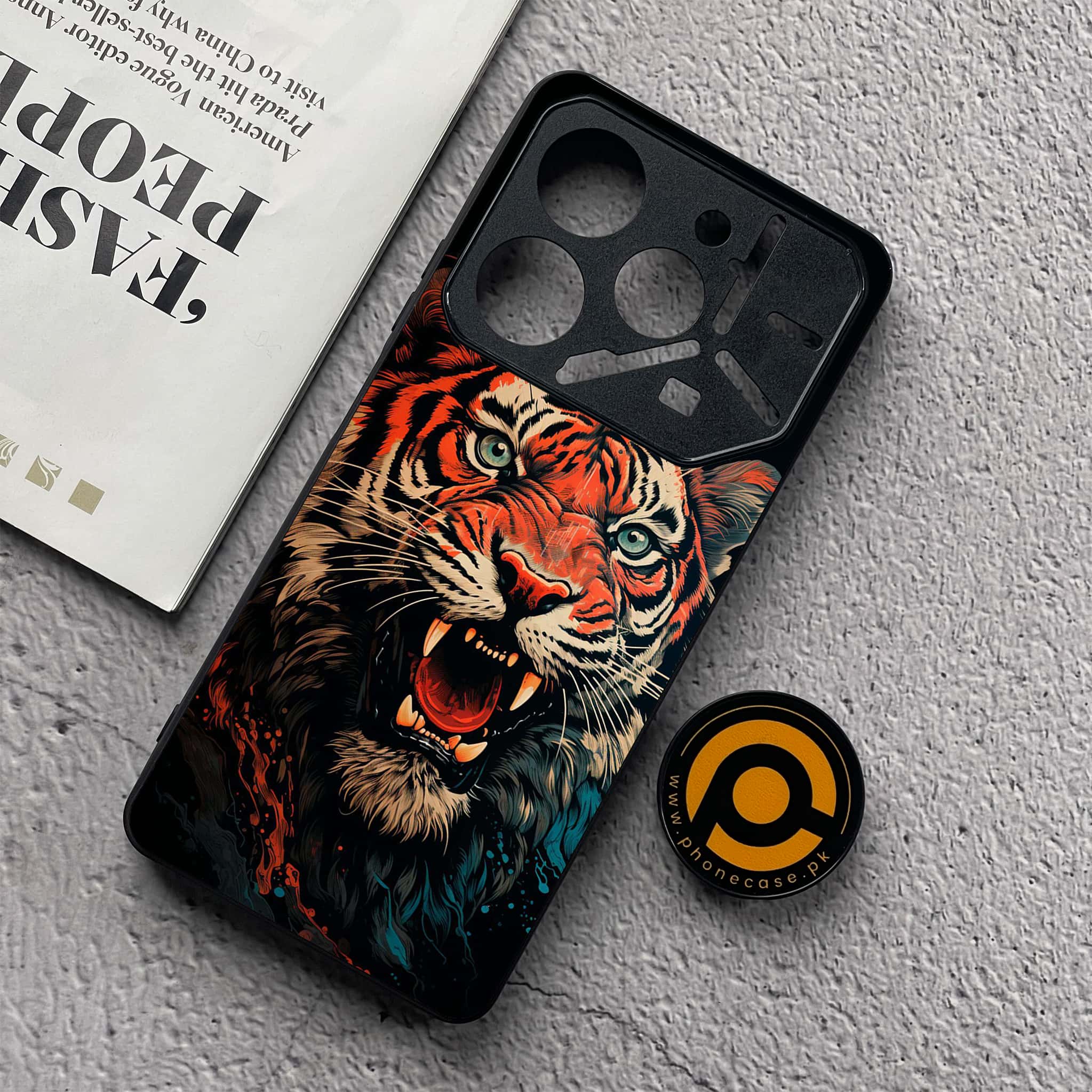 Tecno Pova 6 Neo - Tiger 2.0 Series - Premium Metal  Printed soft Bumper shock Proof Case