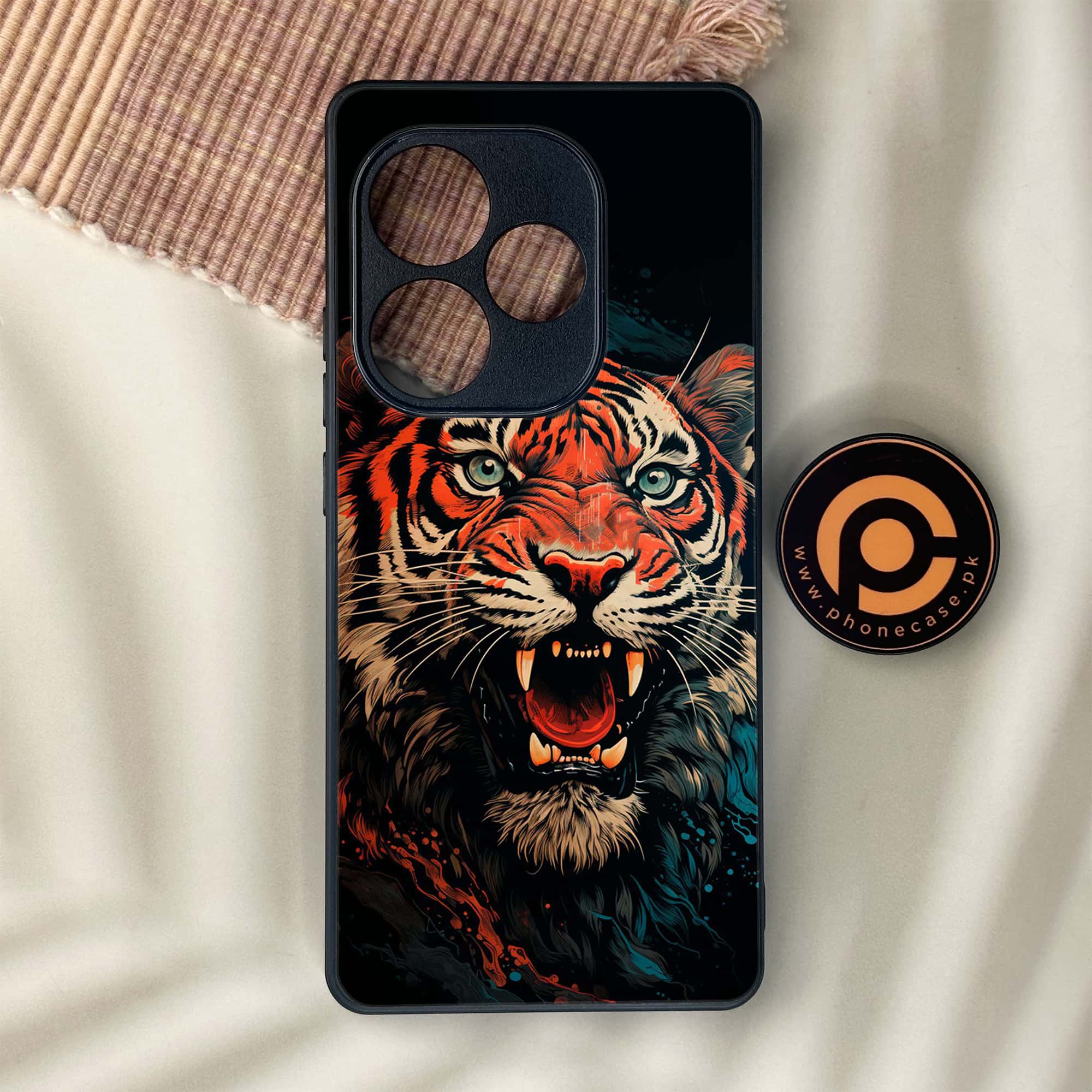 Realme GT 6 - Tiger 2.0 Series - Premium Metal Printed soft Bumper shock Proof Case