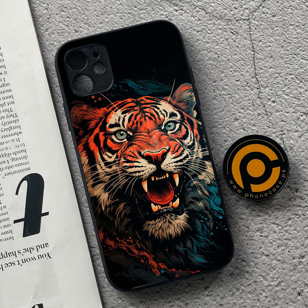 iPhone 11 Tiger Series 2.0 Design 3  Premium Metal Printed soft Bumper shock Proof Case  CS-31715