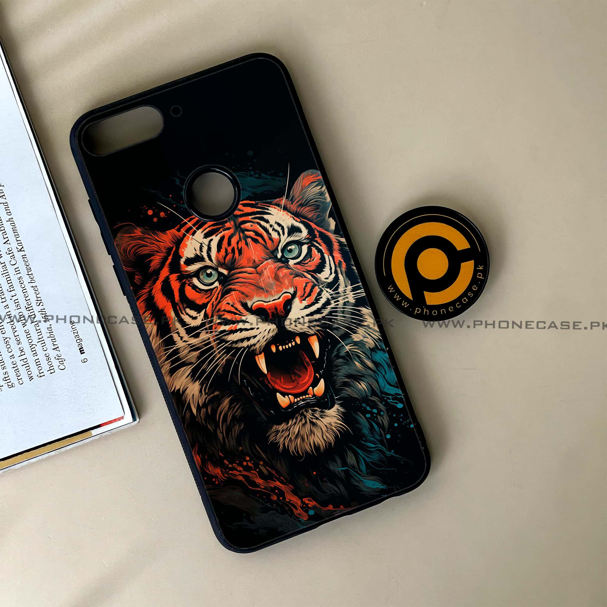 Huawei Y7 Prime (2018) - Tiger 2.0 Series - Premium Printed Glass soft Bumper shock Proof Case