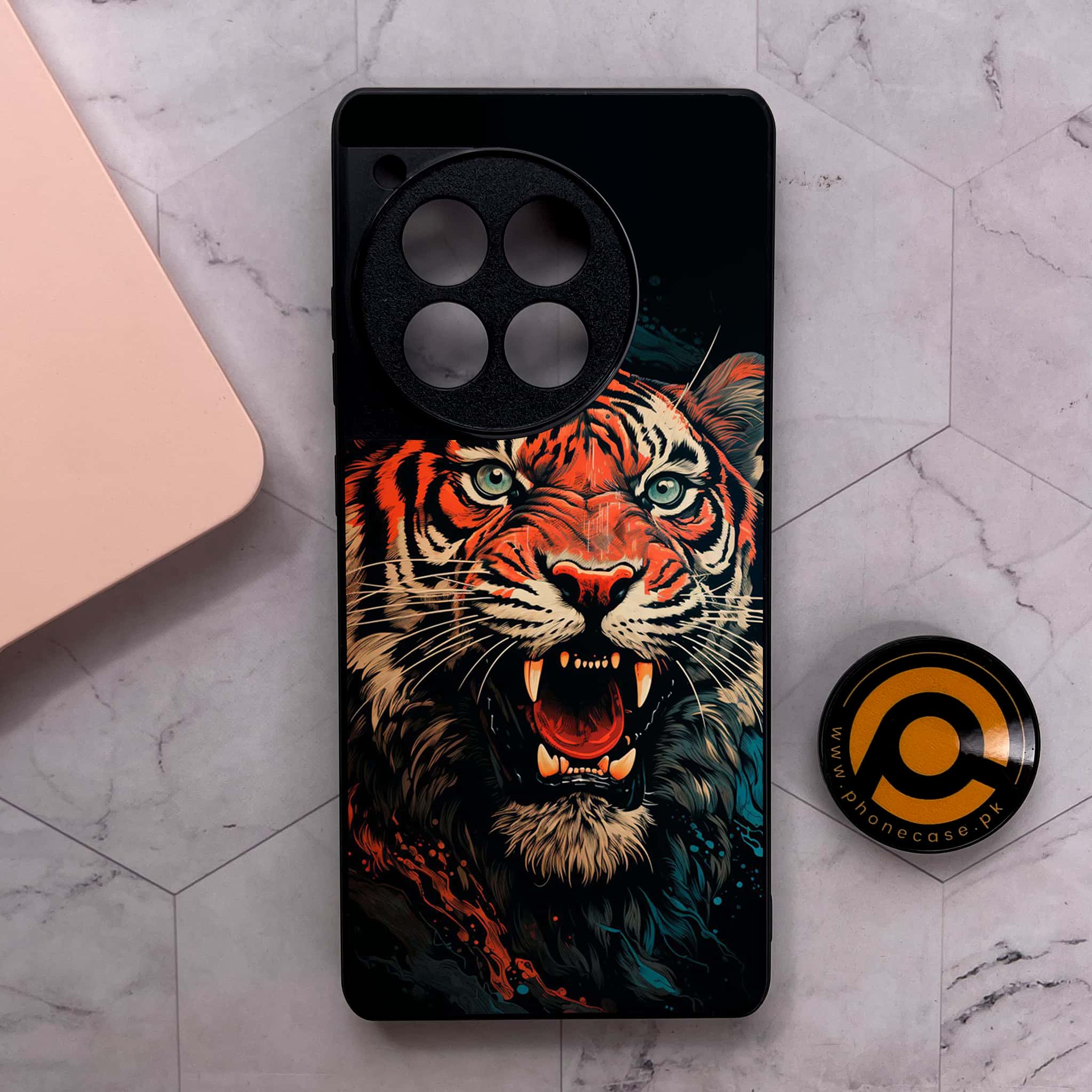 OnePlus 12R - Tiger 2.0 Series - Premium Metal Printed soft Bumper shock Proof Case