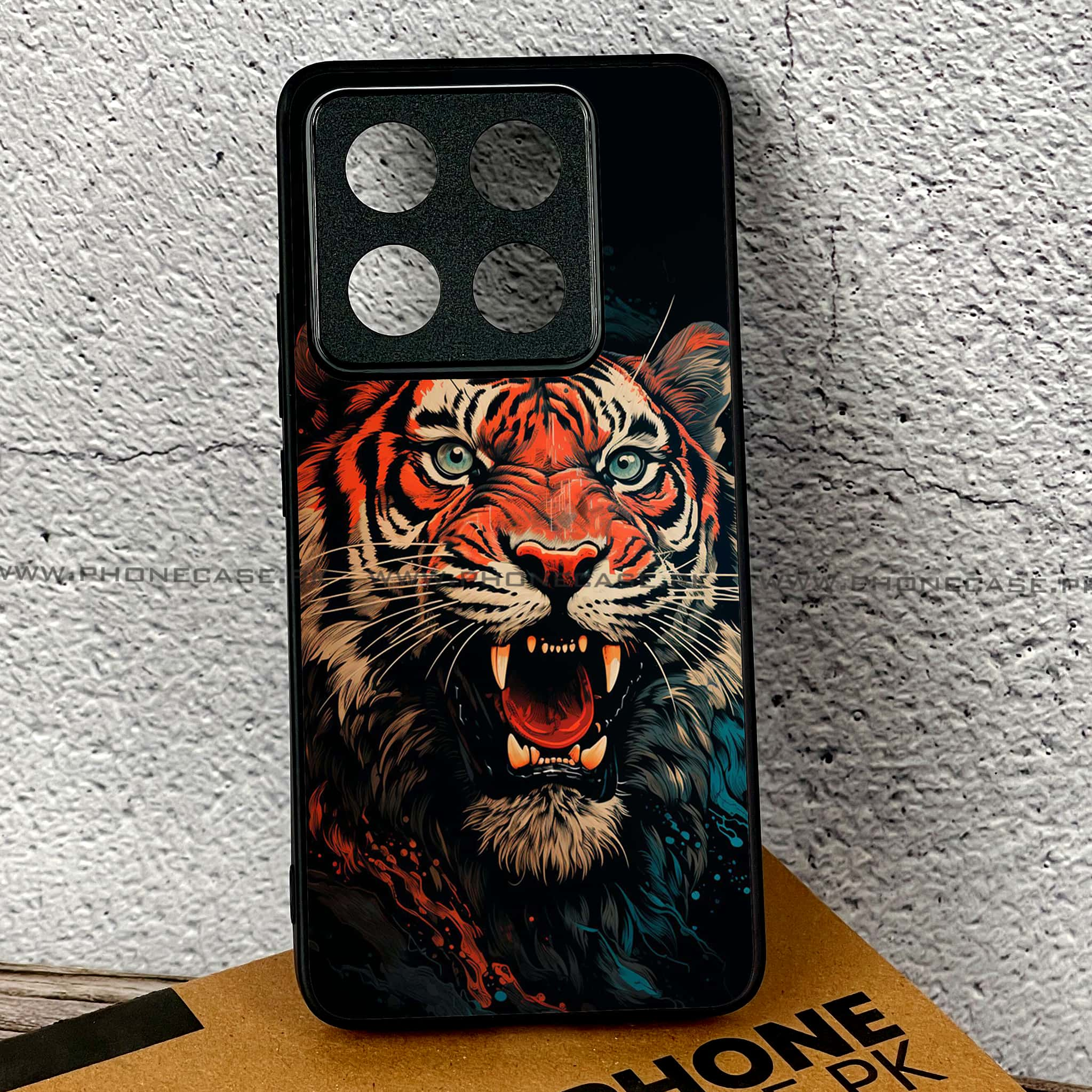 Xiaomi 14T - Tiger 2.0 Series - Premium Printed Glass soft Bumper shock Proof Case