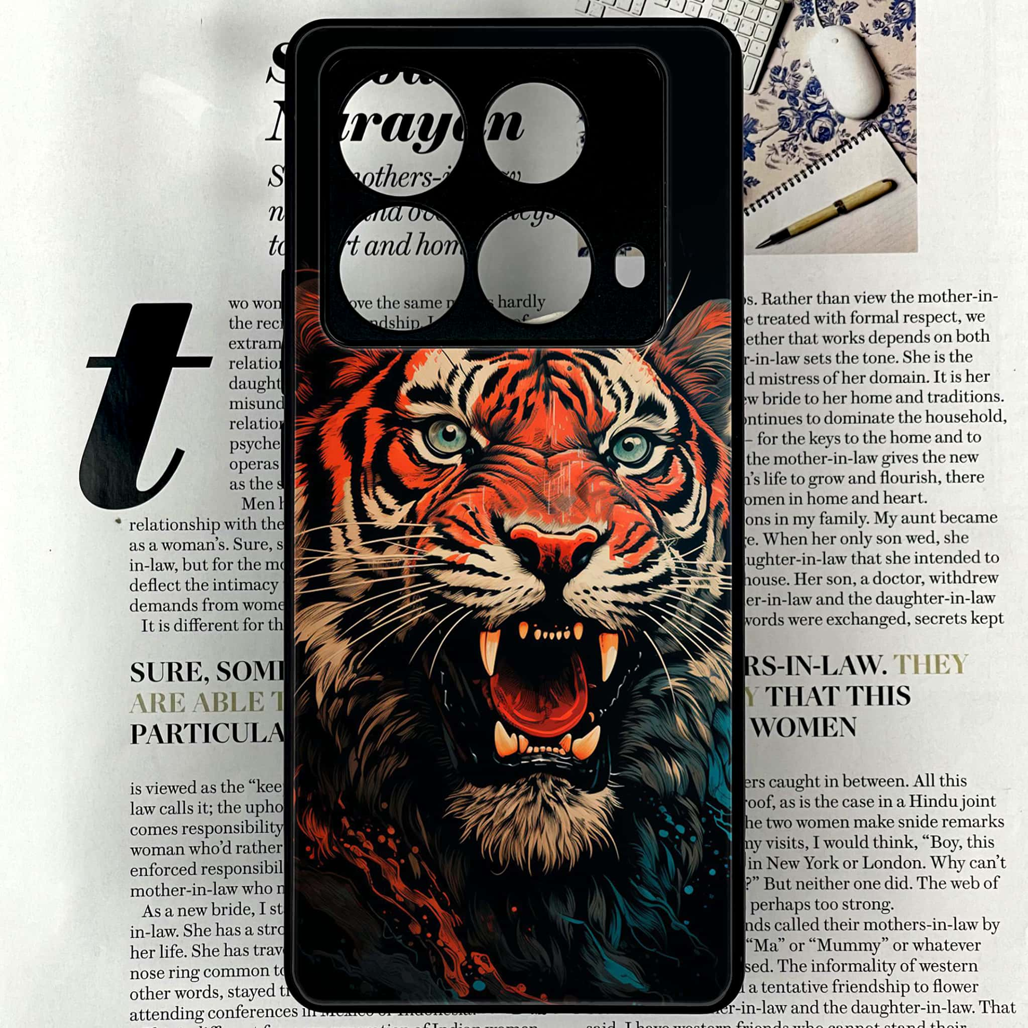 Infinix Note 40 4G - Tiger 2.0 Series - Premium Printed Glass soft Bumper shock Proof Case