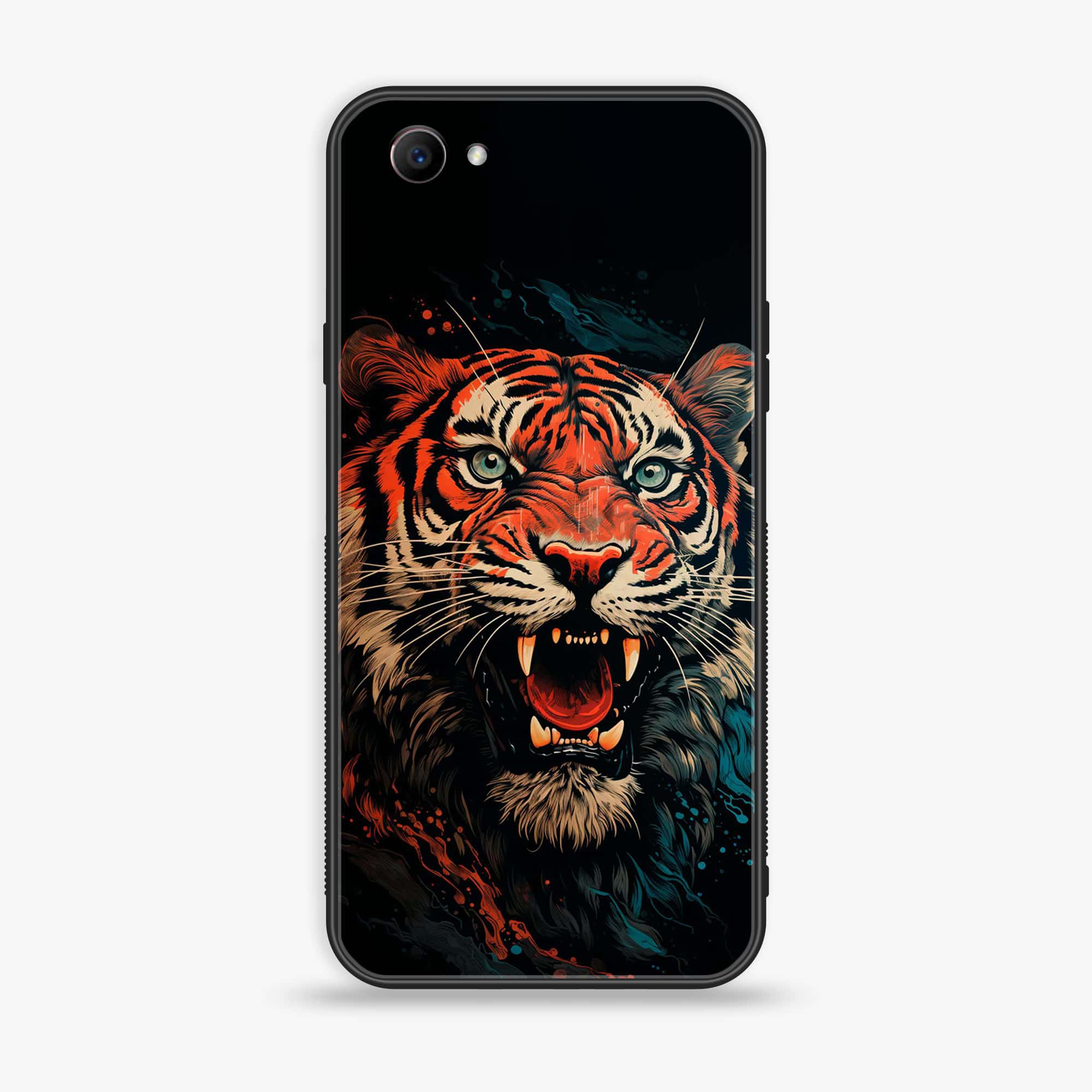 Oppo F7 Youth - Tiger 2.0 Series - Premium Printed Glass soft Bumper shock Proof Case