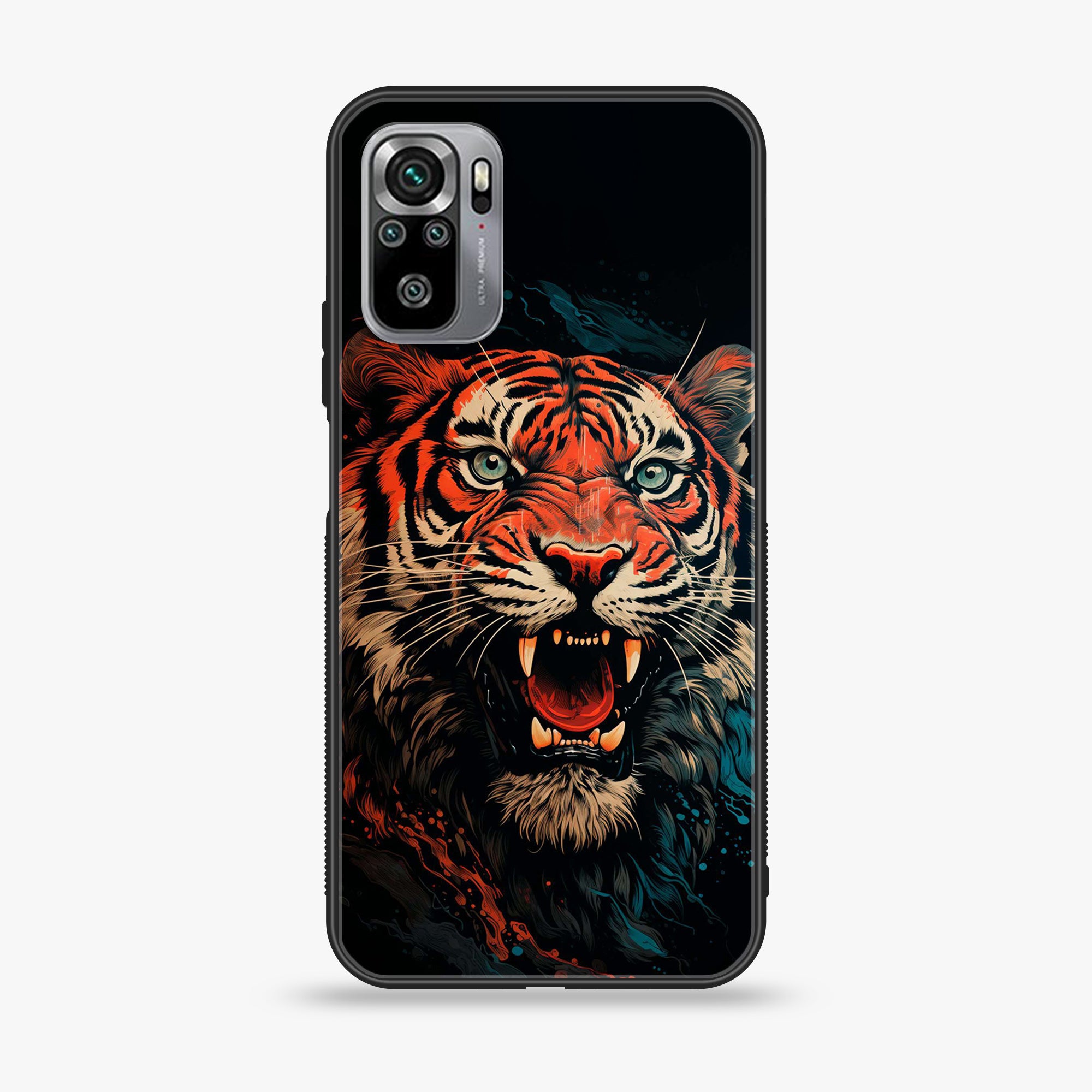Xiaomi Redmi Note 10S- Tiger 2.0 Series - Premium Printed Glass soft Bumper shock Proof Case