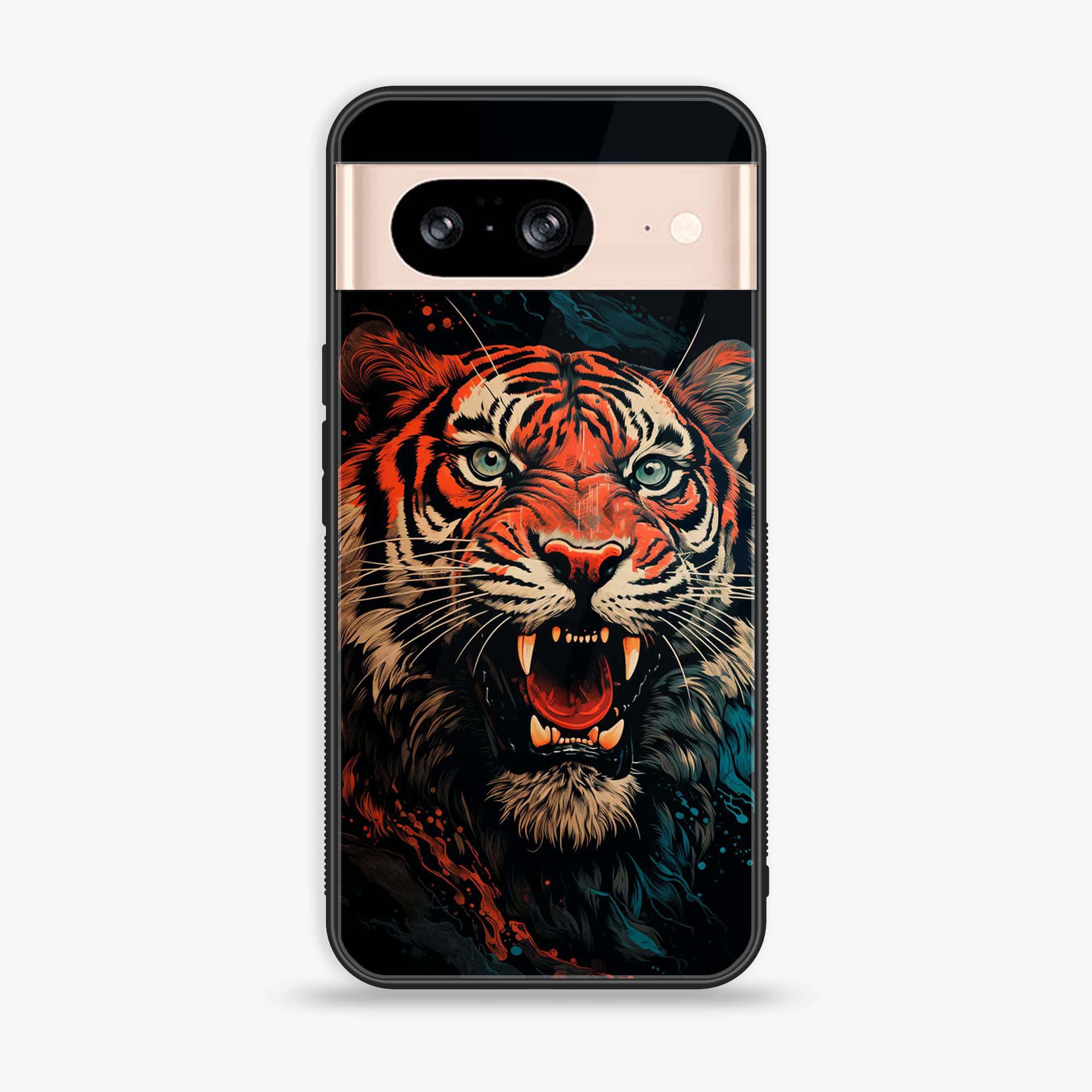 Google Pixel 8 - Tiger 2.0 Series - Premium Metal Printed soft Bumper Shock Proof Case