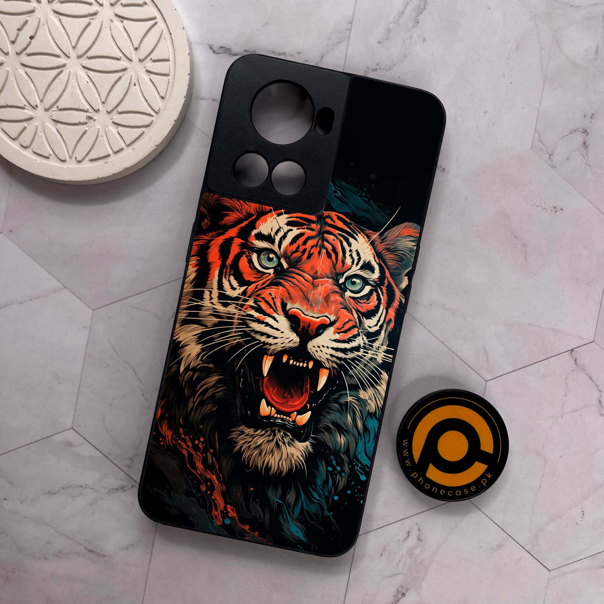 OnePlus 10R -  Tiger 2.0 Series - Premium Metal Printed soft Bumper shock Proof Case