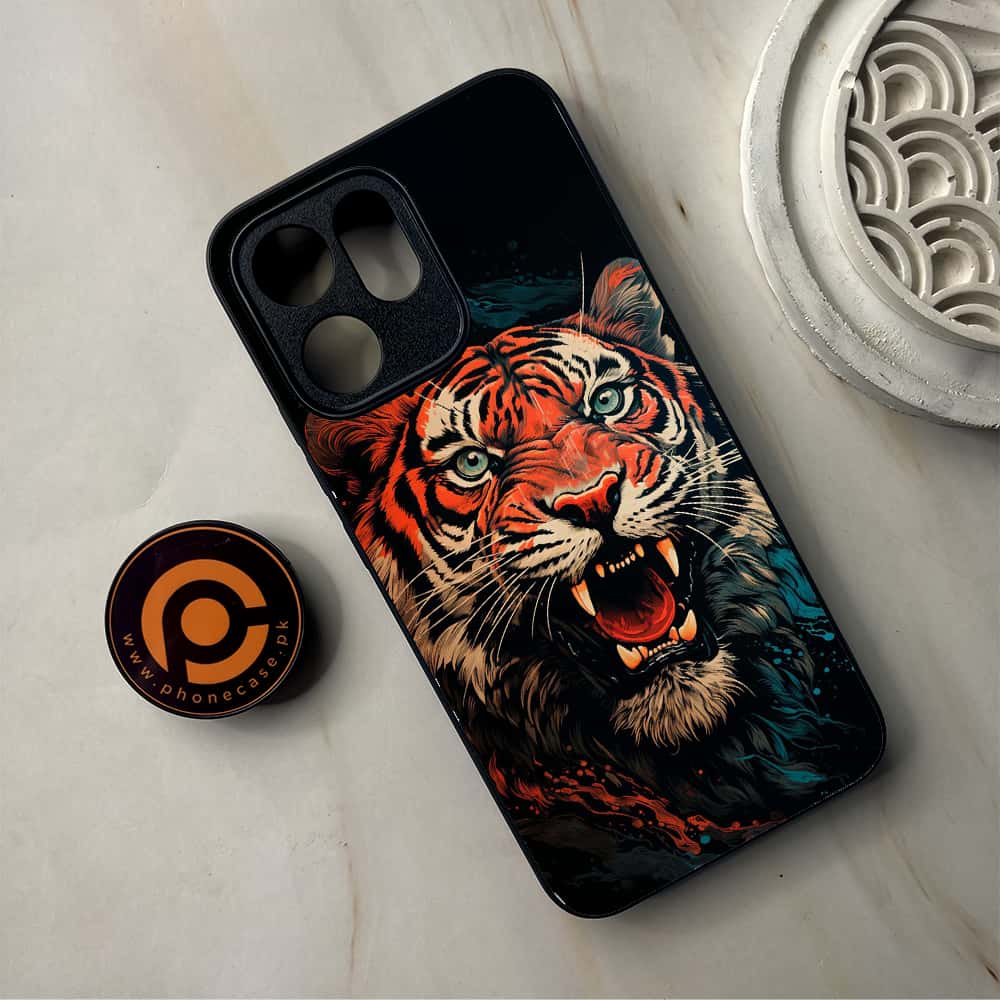 Oppo Reno 14F - Tiger 2.0 Series - Premium Metal Printed Soft Bumper Shockproof Case