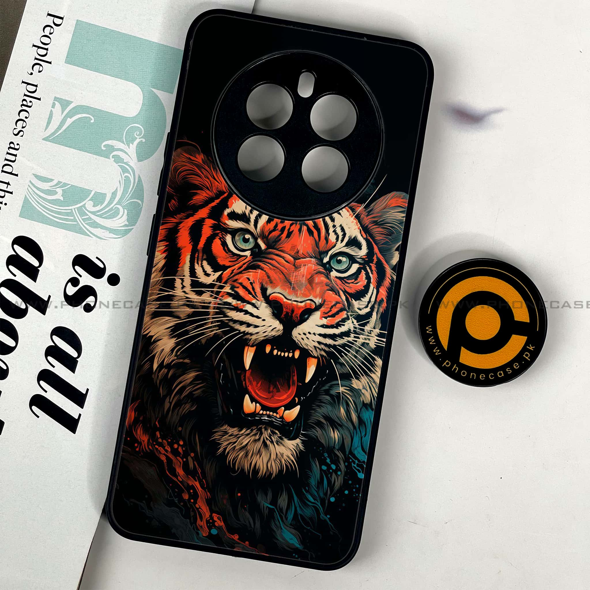 Realme 12 - Tiger 2.0 Series - Premium Printed Glass soft Bumper shock Proof Case