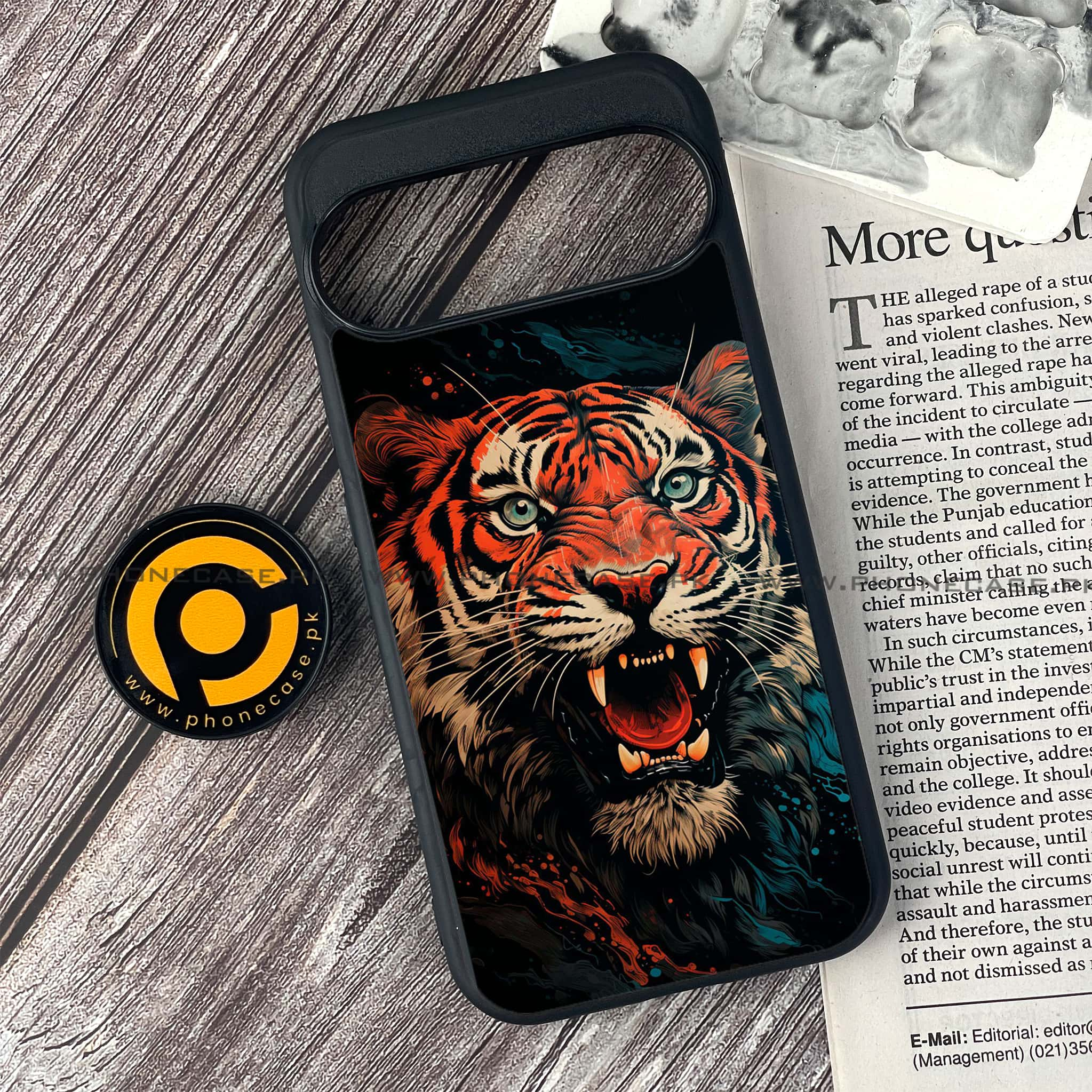 Google Pixel 9 - Tiger 2.0 Series - Premium Printed Glass soft Bumper shock Proof Case