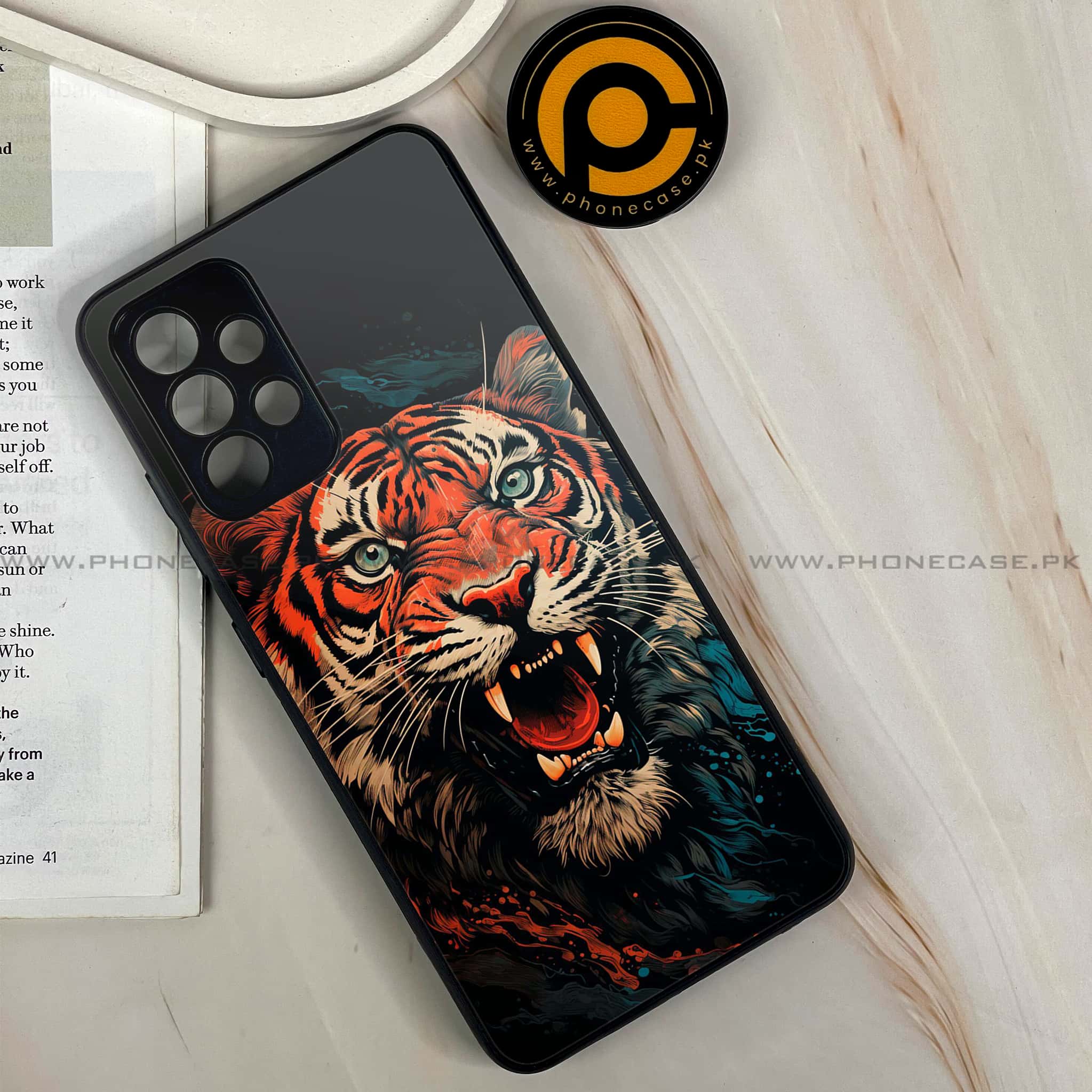 Samsung Galaxy A13 - Tiger 2.0 Series - Premium Printed Glass soft Bumper shock Proof Case