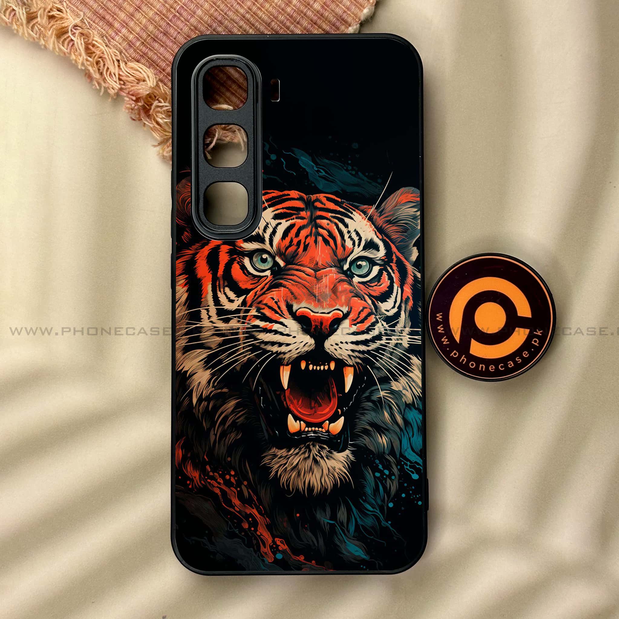 Infinix Hot 60 Pro - Tiger 2.0 Series - Premium Metal Printed soft Bumper shock Proof Case