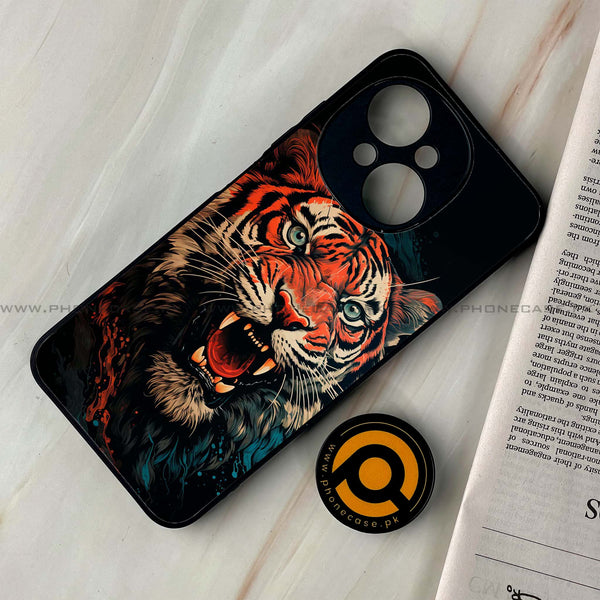 Tecno Spark Go 1 - Tiger 2.0 Design 3 - Premium Printed Glass soft Bumper shock Proof Case CS-43074