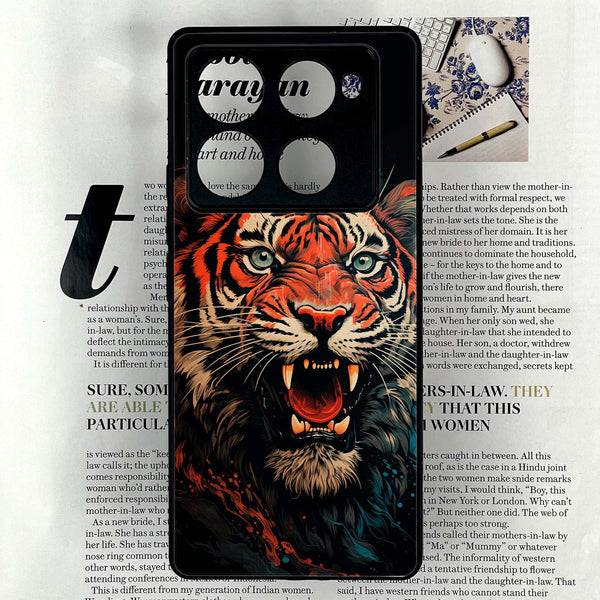 Infinix Note 40 Pro 4G - Tiger 2.0 Design 3 - Premium Printed Glass soft Bumper shock Proof Case CS-21586