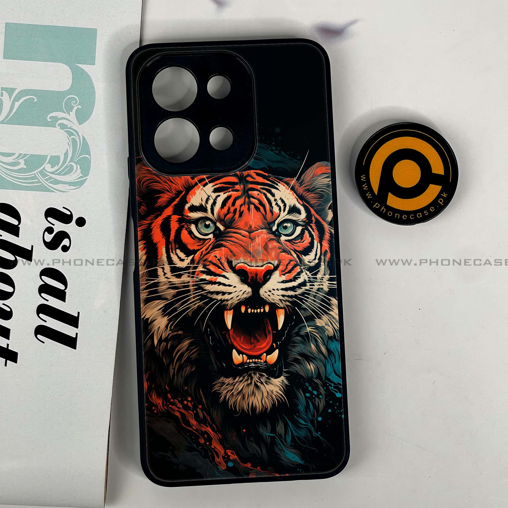 Vivo Y28 - Tiger 2.0 Series - Premium Printed Glass soft Bumper shock Proof Case