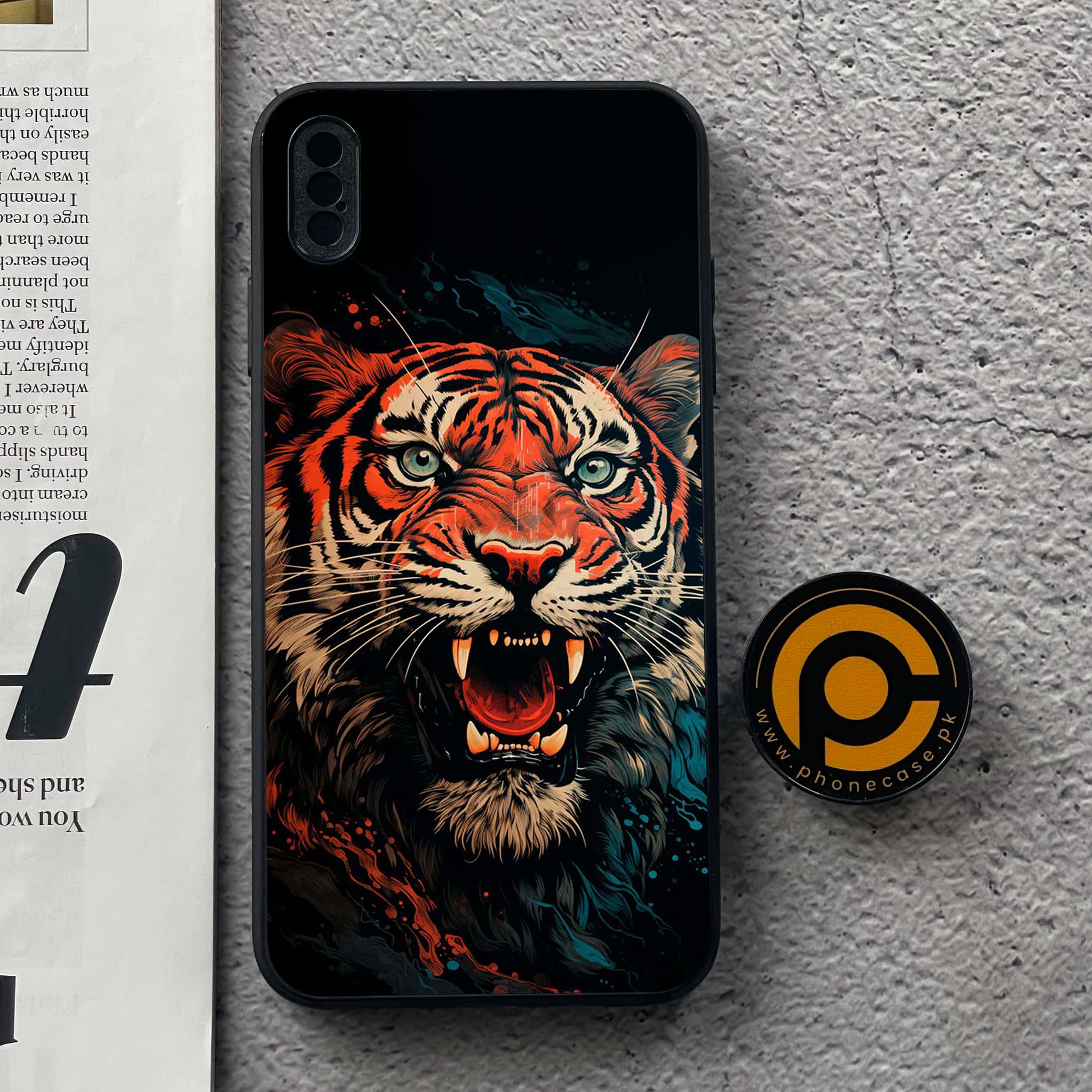 iPhone XS Max - Tiger Series 2.0 - Premium Metal Printed soft Bumper shock Proof Case