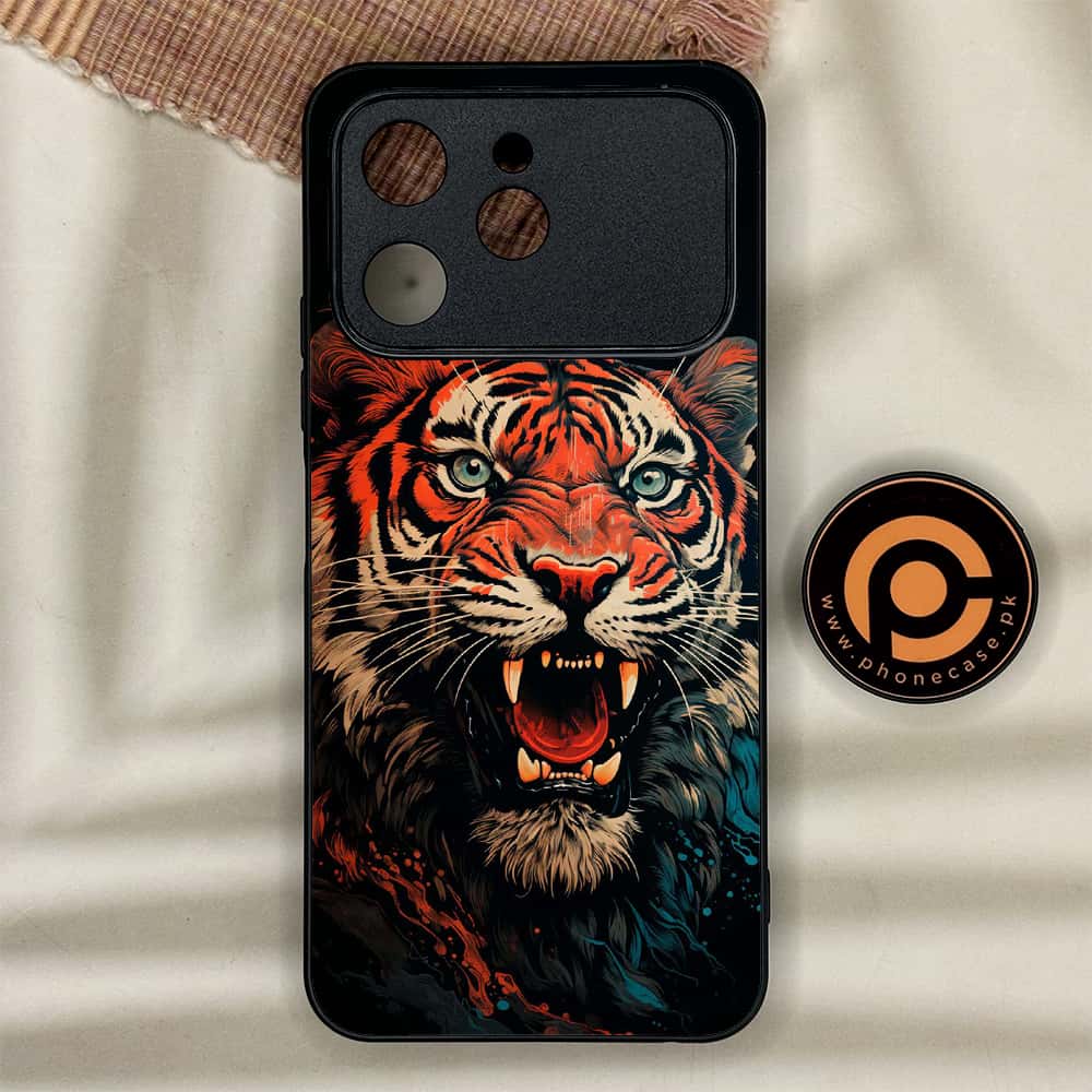 Tecno Spark 40 - Tiger 2.0 Series - Premium Metal Printed soft Bumper shock Proof Case