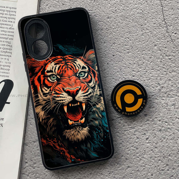 Oppo A18 4G/ Oppo A38 4G- Tiger 2.0 Design 3 - Premium Printed Metal soft Bumper shock Proof Case CS-28312