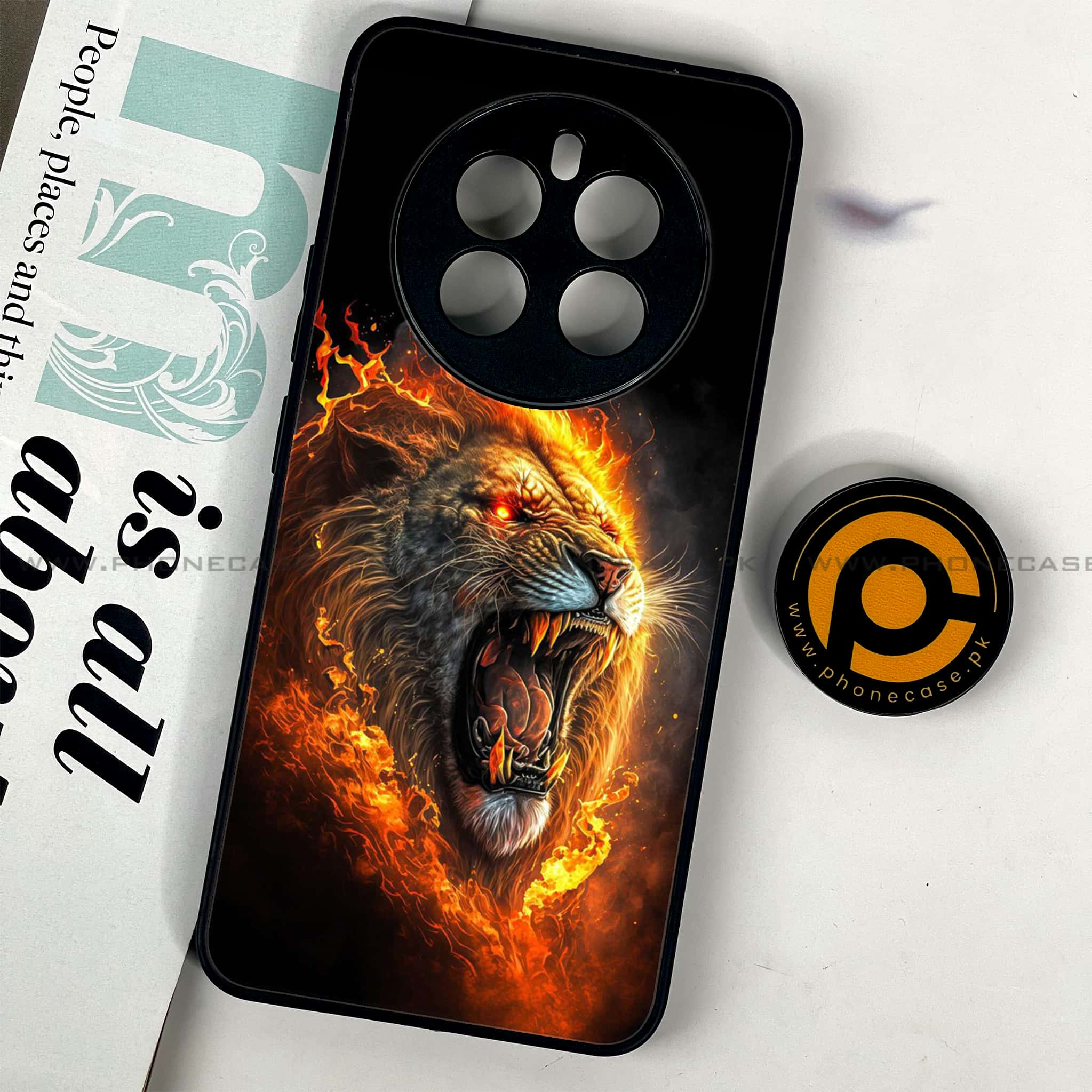 Realme 12 - Tiger 2.0 Series - Premium Printed Glass soft Bumper shock Proof Case