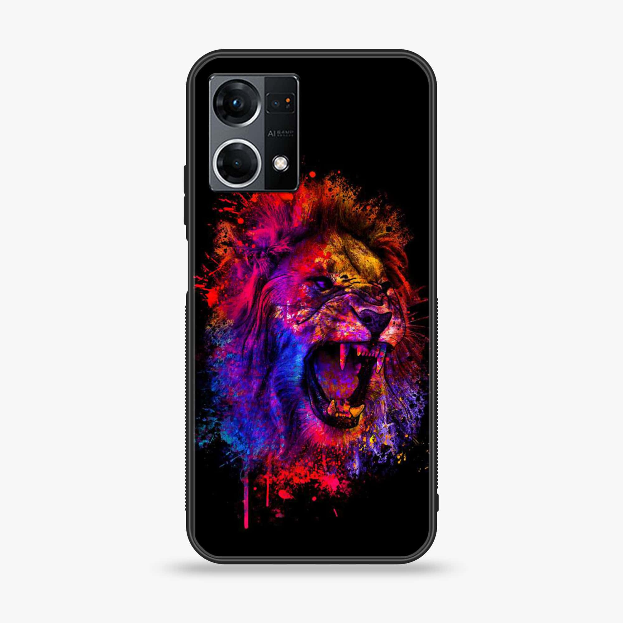 Oppo Reno 7 - Tiger 2.0 Series - Premium Printed Glass soft Bumper shock Proof Case