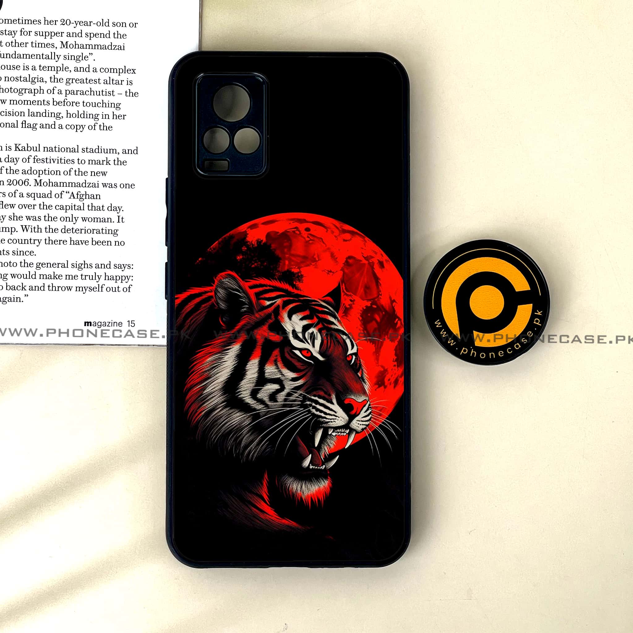 Vivo V20 - Tiger 2.0 Series - Premium Printed Glass soft Bumper shock Proof Case