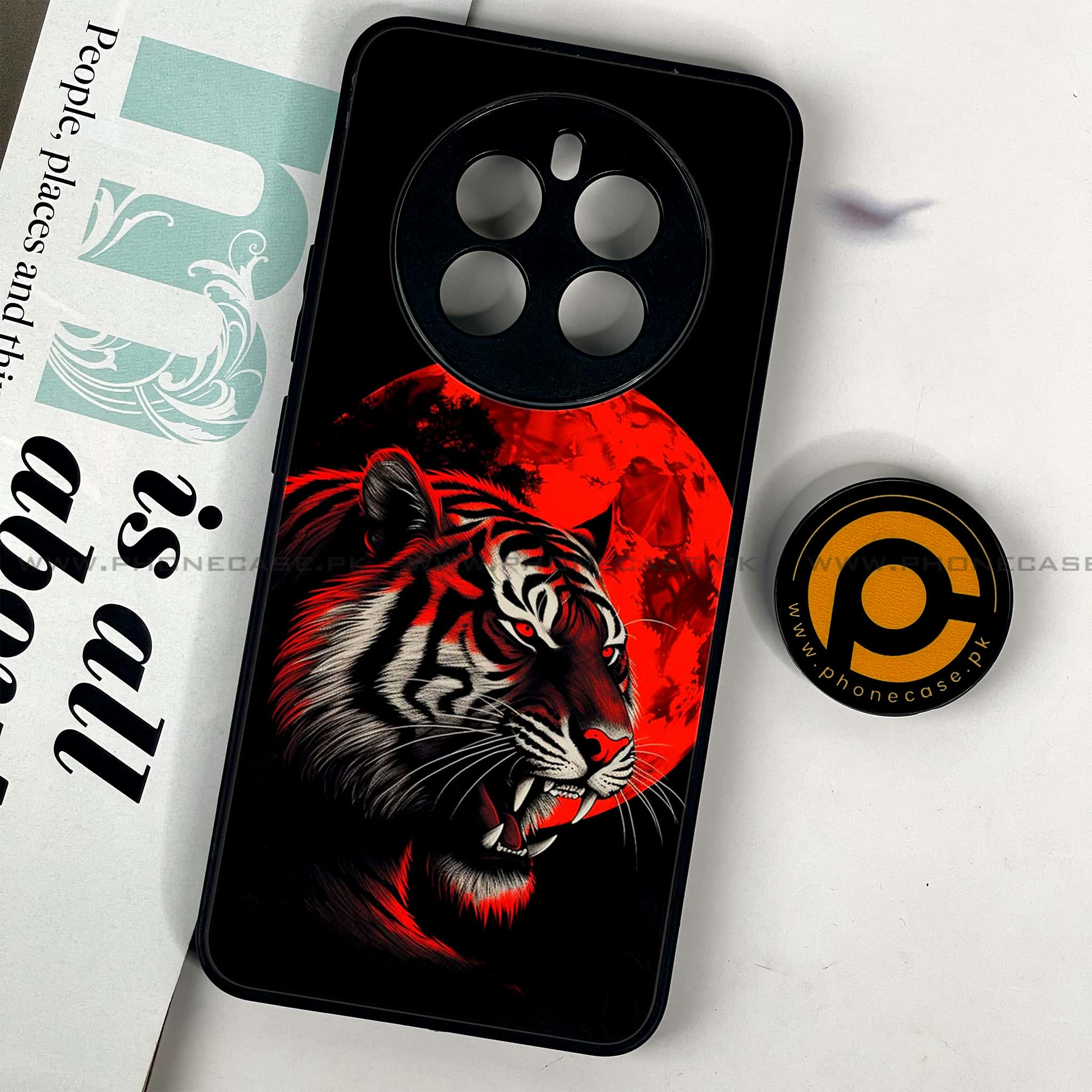 Realme 12 - Tiger 2.0 Series - Premium Printed Glass soft Bumper shock Proof Case