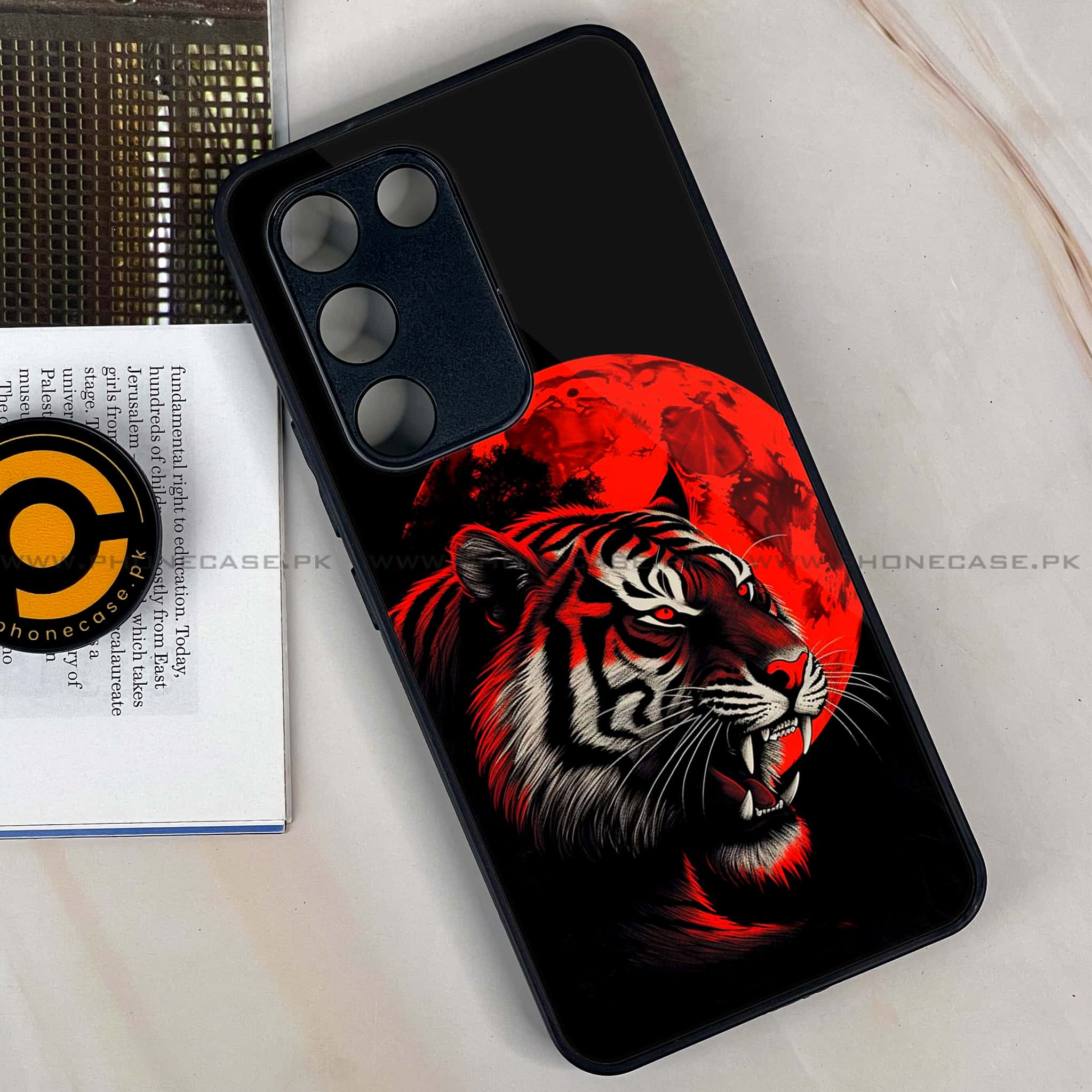 Vivo Y100 - Tiger 2.0 Series - Premium Printed Glass soft Bumper shock Proof Case