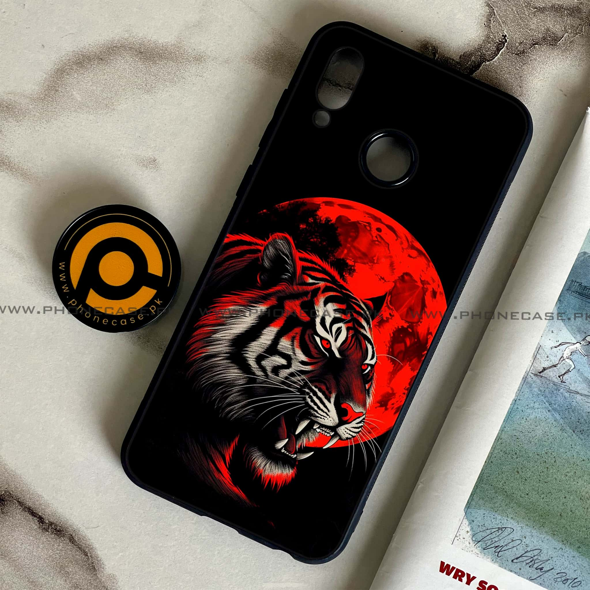 Huawei Honor Play - Tiger 2.0 Series - Premium Printed Glass soft Bumper shock Proof Case