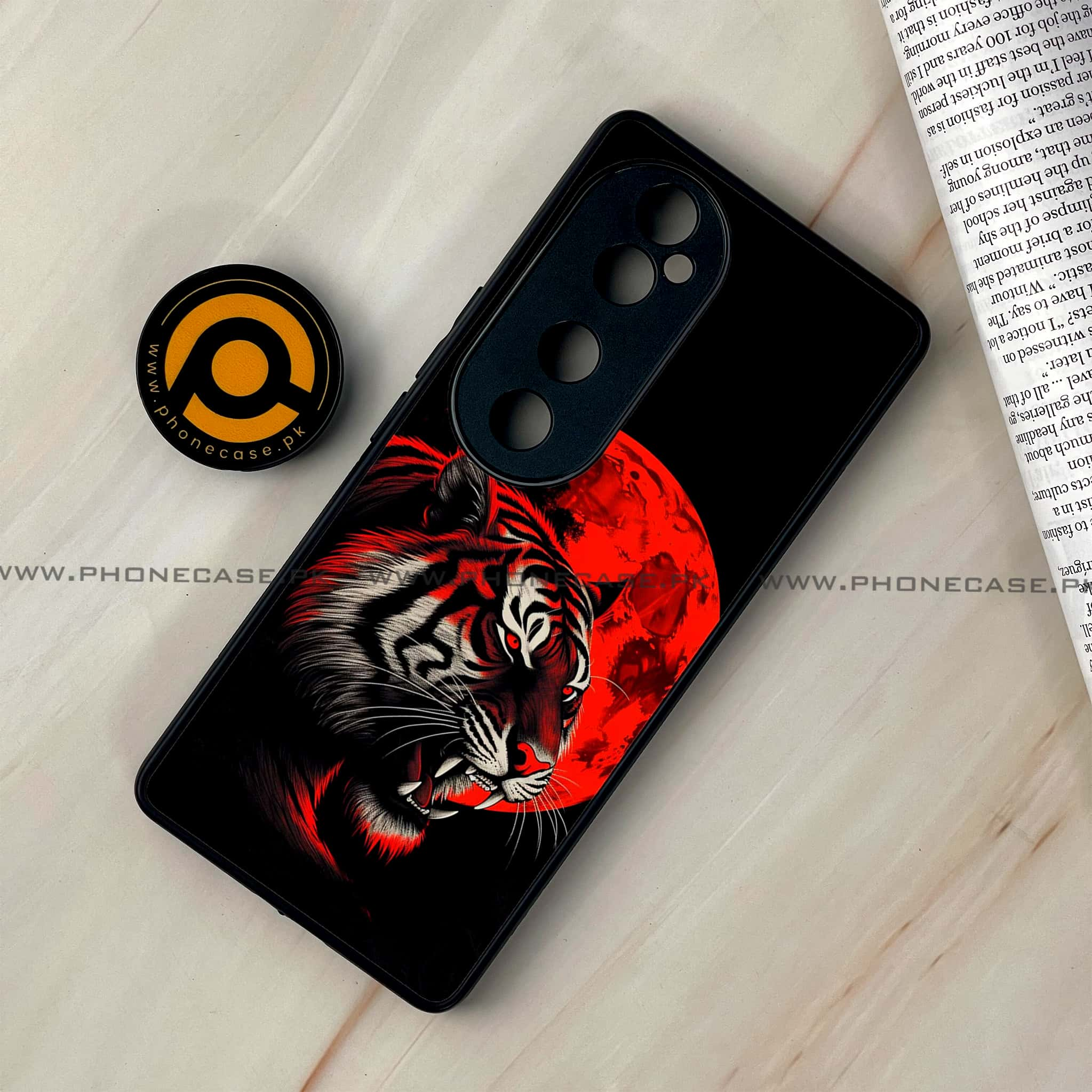 Vivo V40 - Tiger 2.0 Series - Premium Printed Glass soft Bumper shock Proof Case