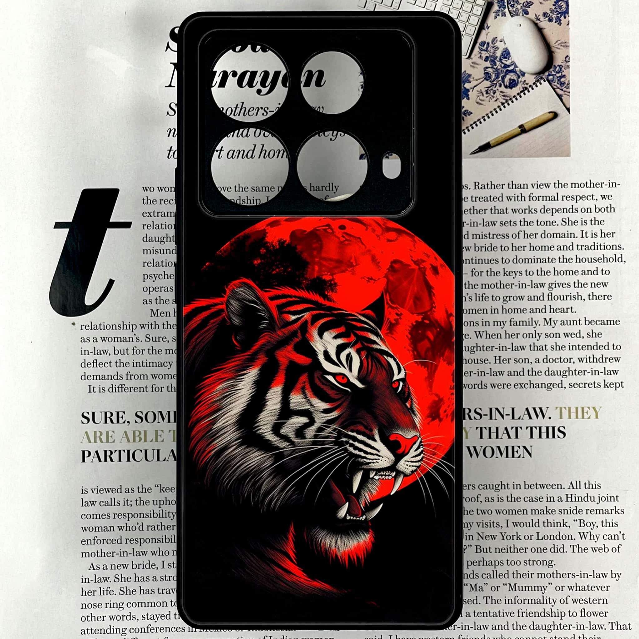 Infinix Note 40 4G - Tiger 2.0 Series - Premium Printed Glass soft Bumper shock Proof Case