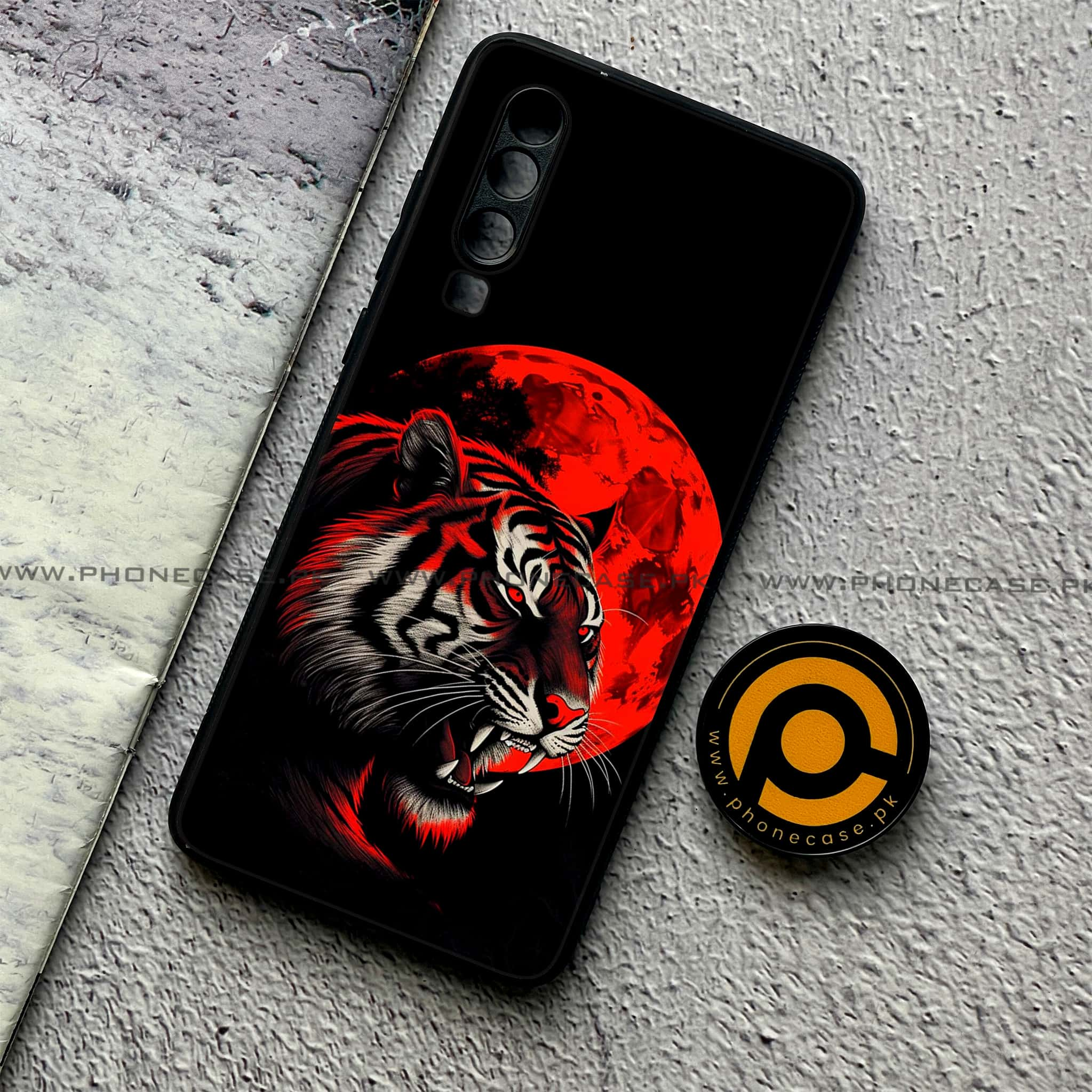 Huawei P30 - Tiger 2.0 Series - Premium Printed Glass soft Bumper shock Proof Case