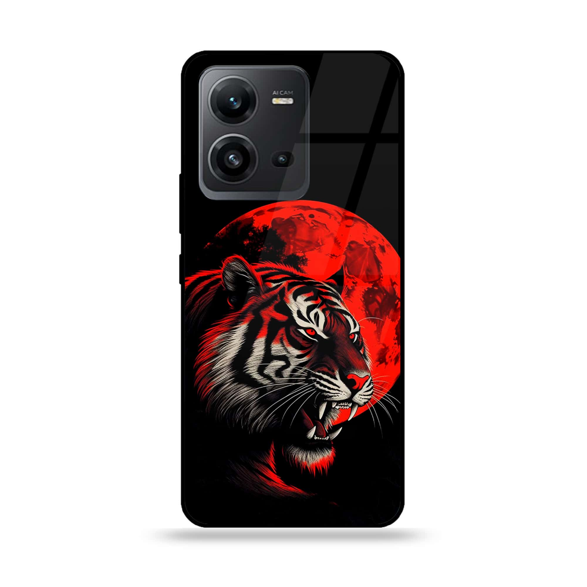 Vivo V25e - Tiger 2.0 Series - Premium Printed Glass soft Bumper shock Proof Case