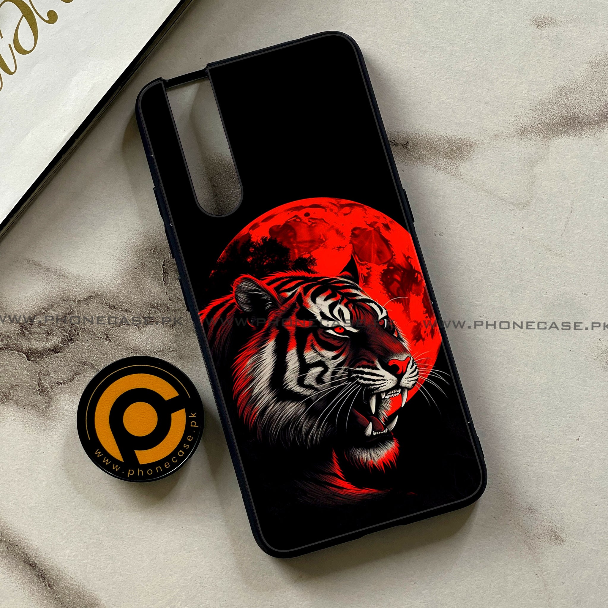 Vivo V15 Pro - Tiger 2.0 Series - Premium Printed Glass soft Bumper shock Proof Case