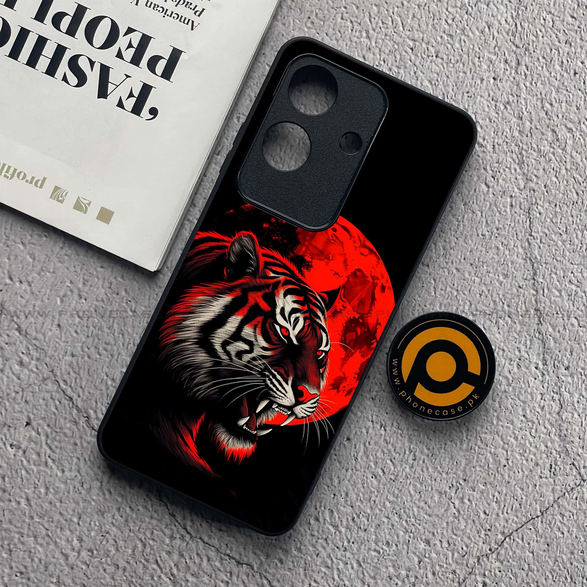 Realme Note 60x - Tiger 2.0 Series - Premium Metal  Printed soft Bumper shock Proof Case