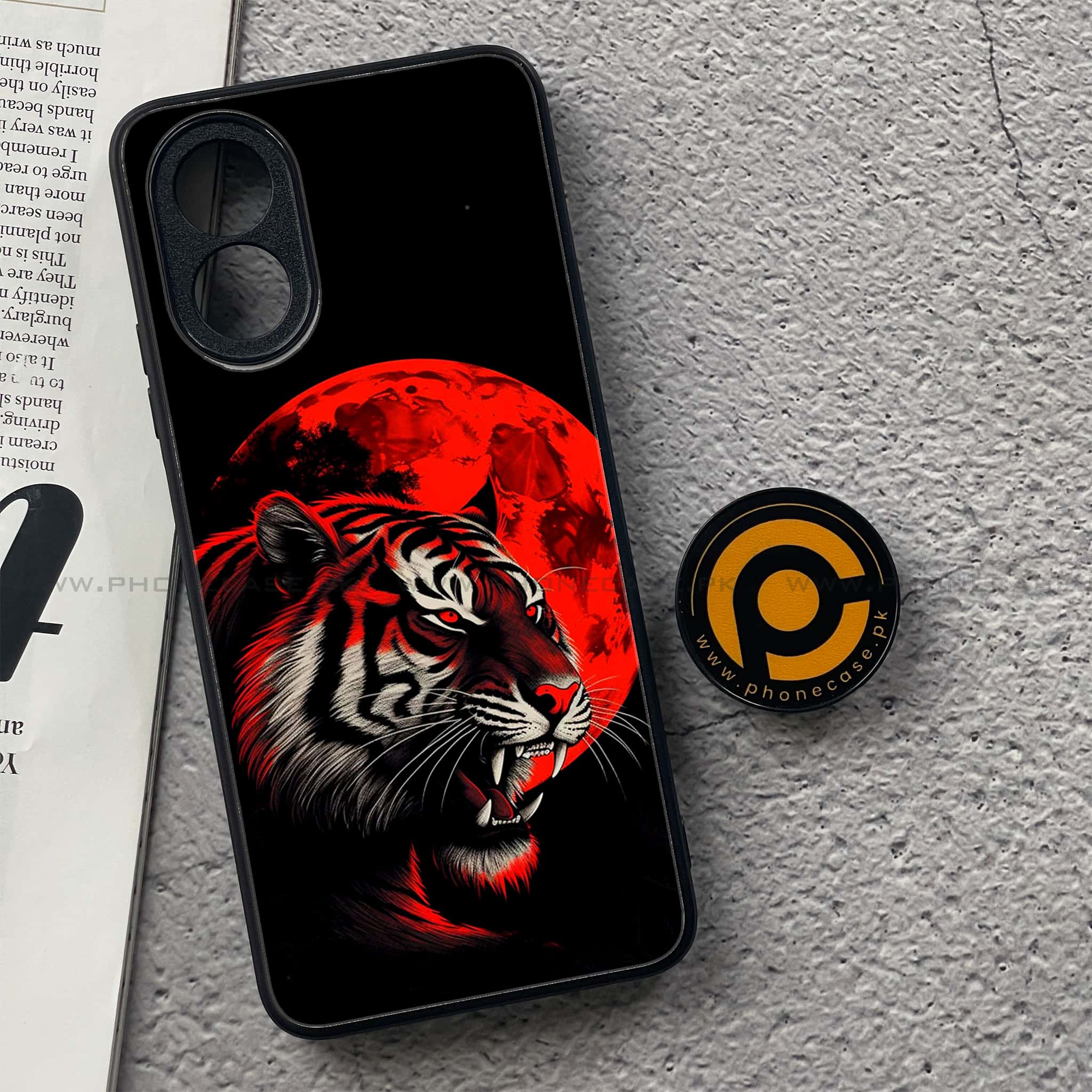 Oppo A18 4G - Tiger 2.0 Series - Premium Printed Glass soft Bumper shock Proof Case
