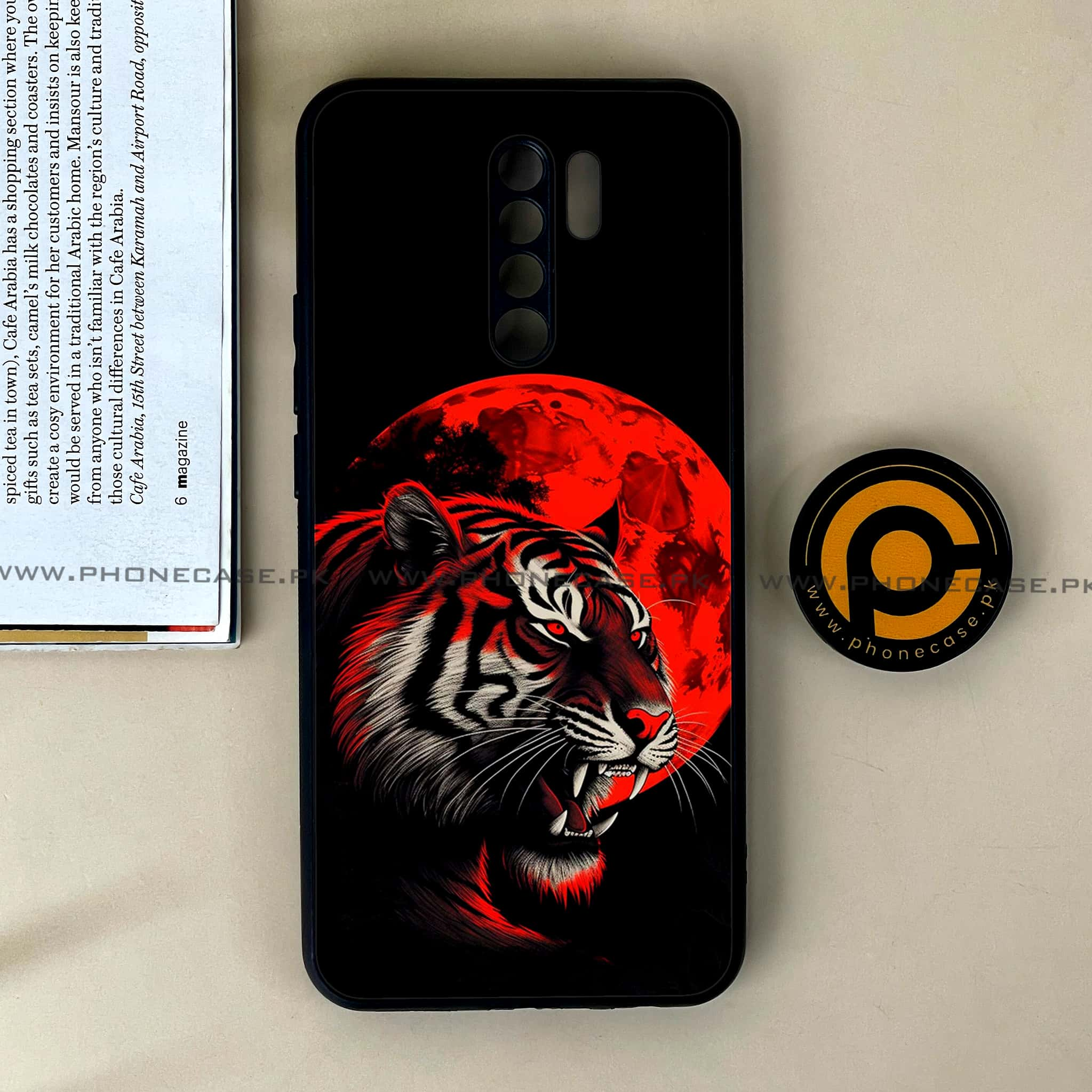 Xiaomi Redmi 9 - Tiger 2.0 Series - Premium Printed Glass soft Bumper shock Proof Case