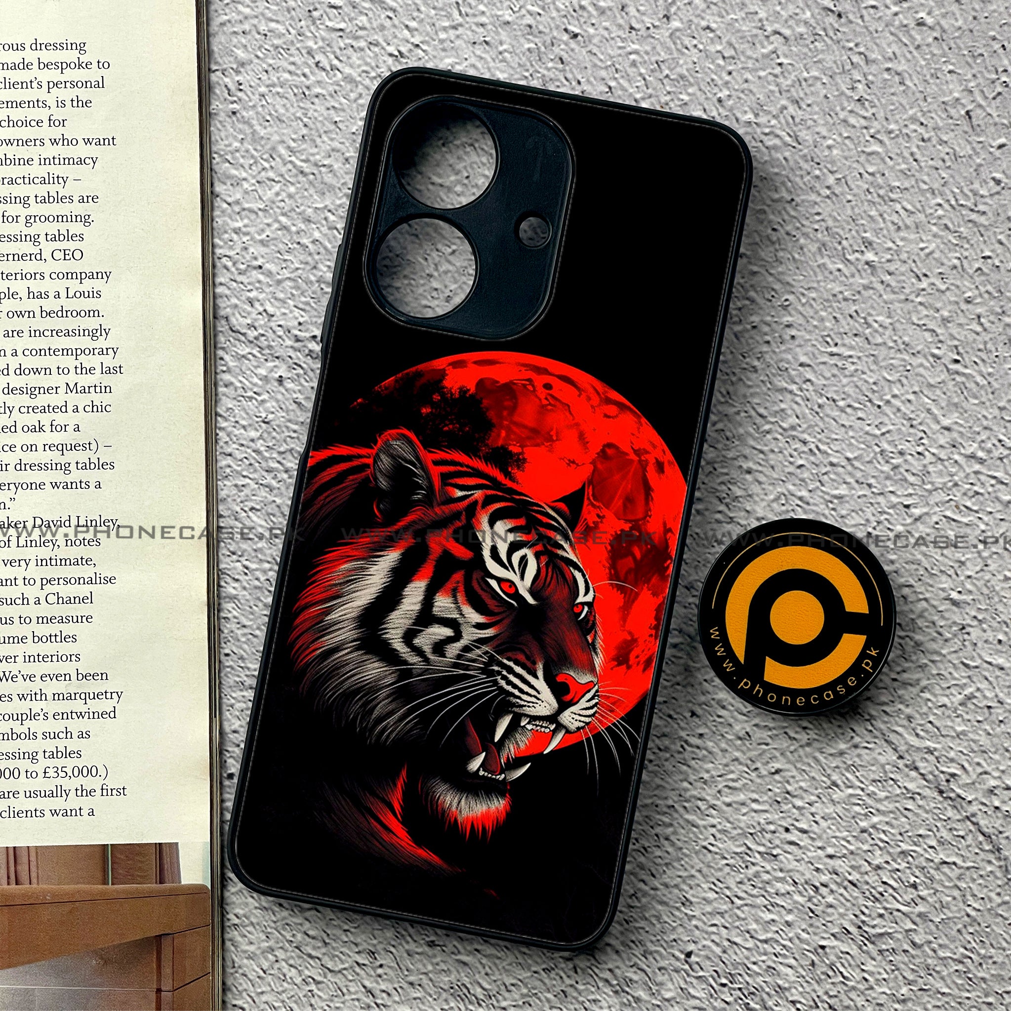 Realme Note 60 - Tiger 2.0 Series - Premium Printed Glass soft Bumper shock Proof Case