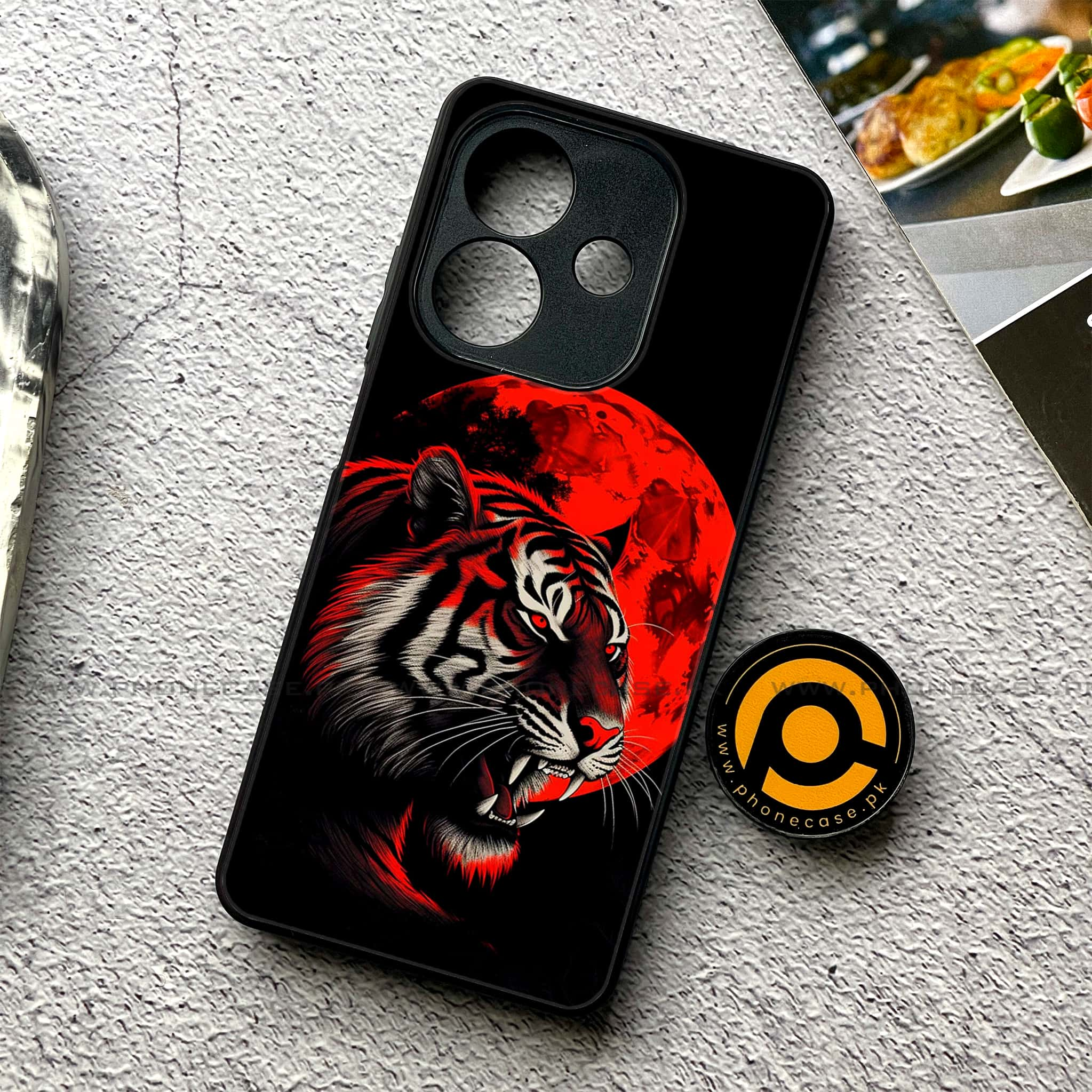 Oppo A3 2024 - Tiger 2.0 Series - Premium Printed Glass soft Bumper shock Proof Case