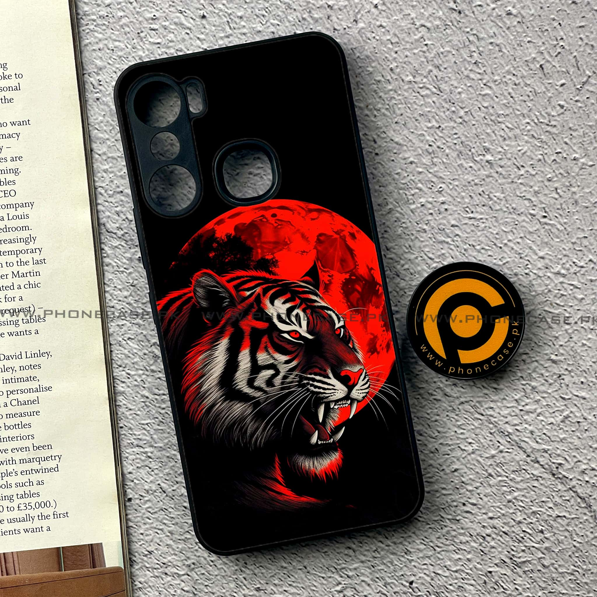 Infinix Hot 12 Pro - Tiger 2.0 Series - Premium Printed Glass soft Bumper shock Proof Case